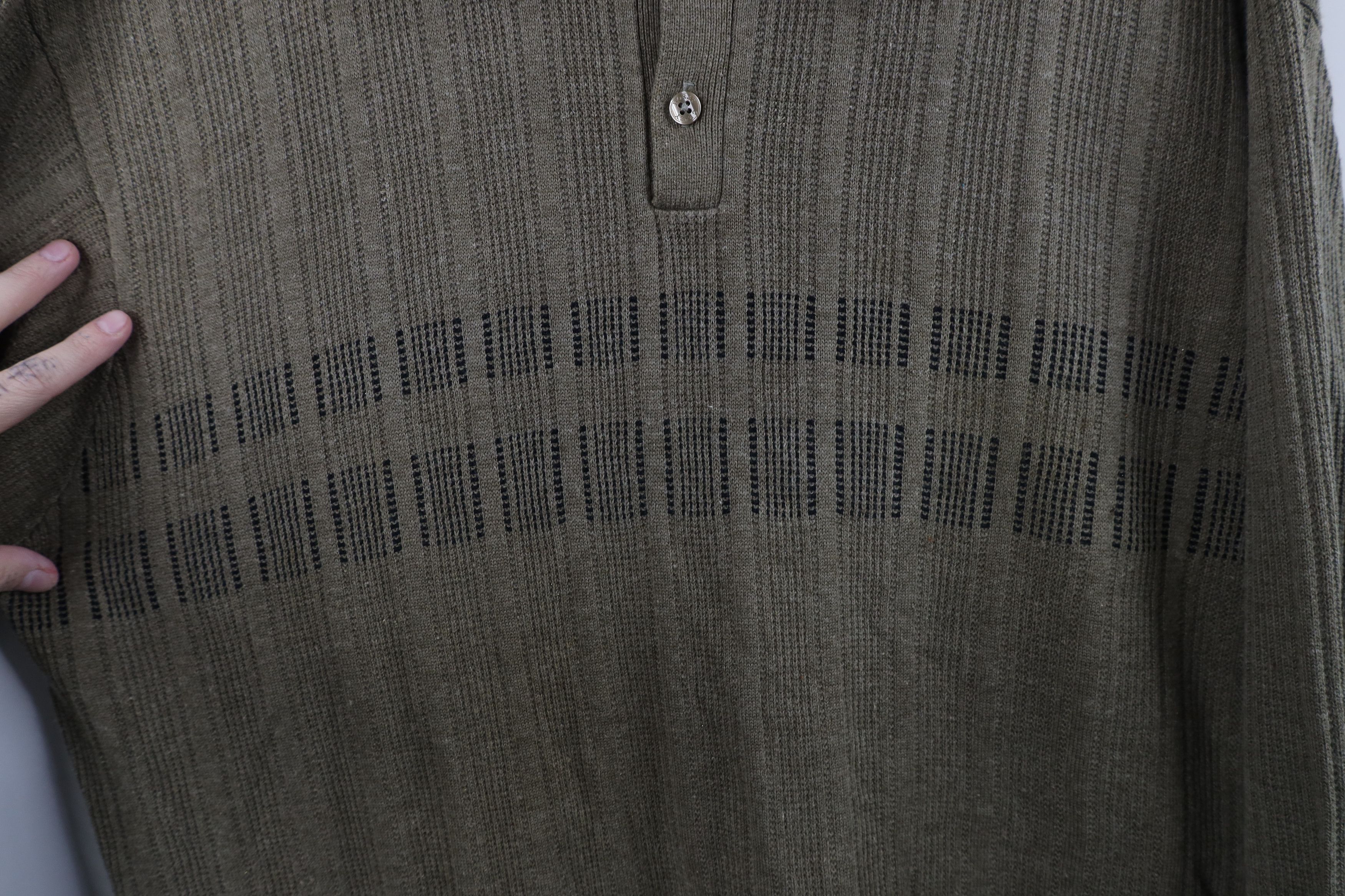 Vintage Vintage 90s Streetwear Thermal Ribbed Knit Long Sleeve Polo Size US L / EU 52-54 / 3 - 7 Thumbnail