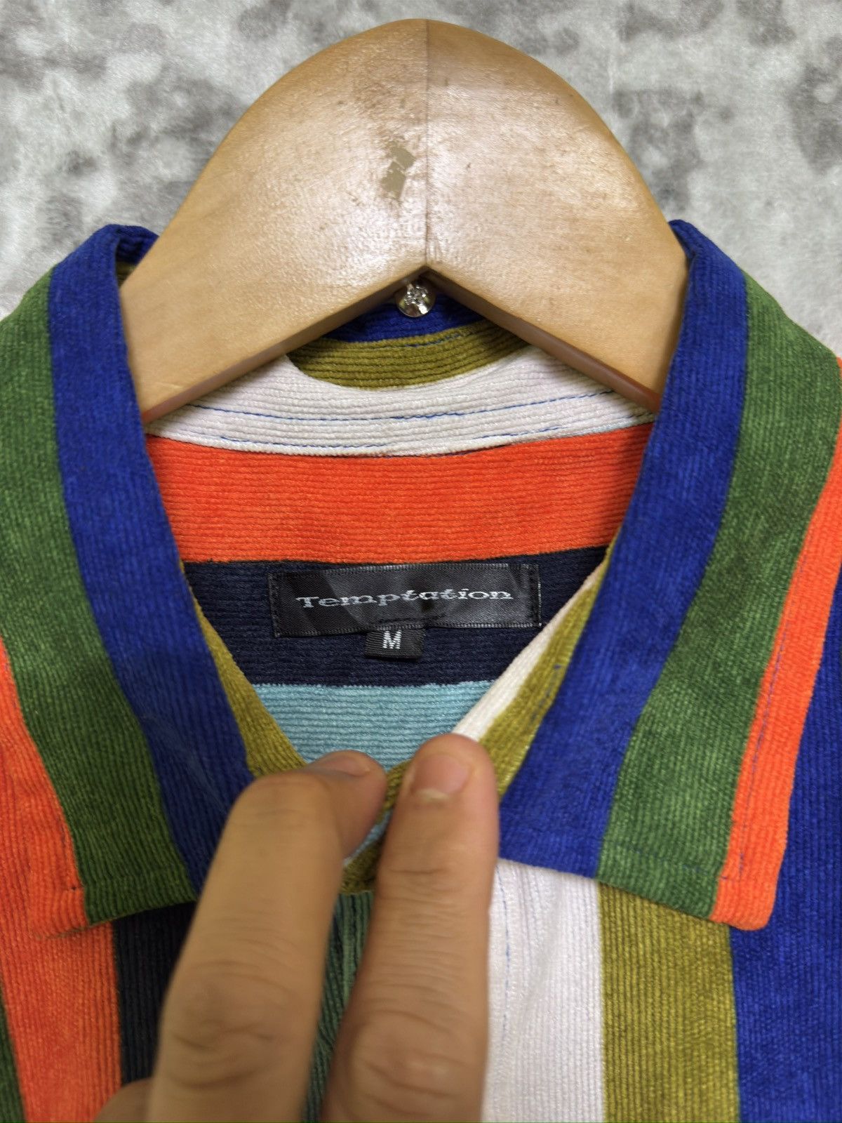 Japanese Brand Temptation Stripe Colour way Pattern Button Up Long Sleeve Size US XL / EU 56 / 4 - 5 Thumbnail