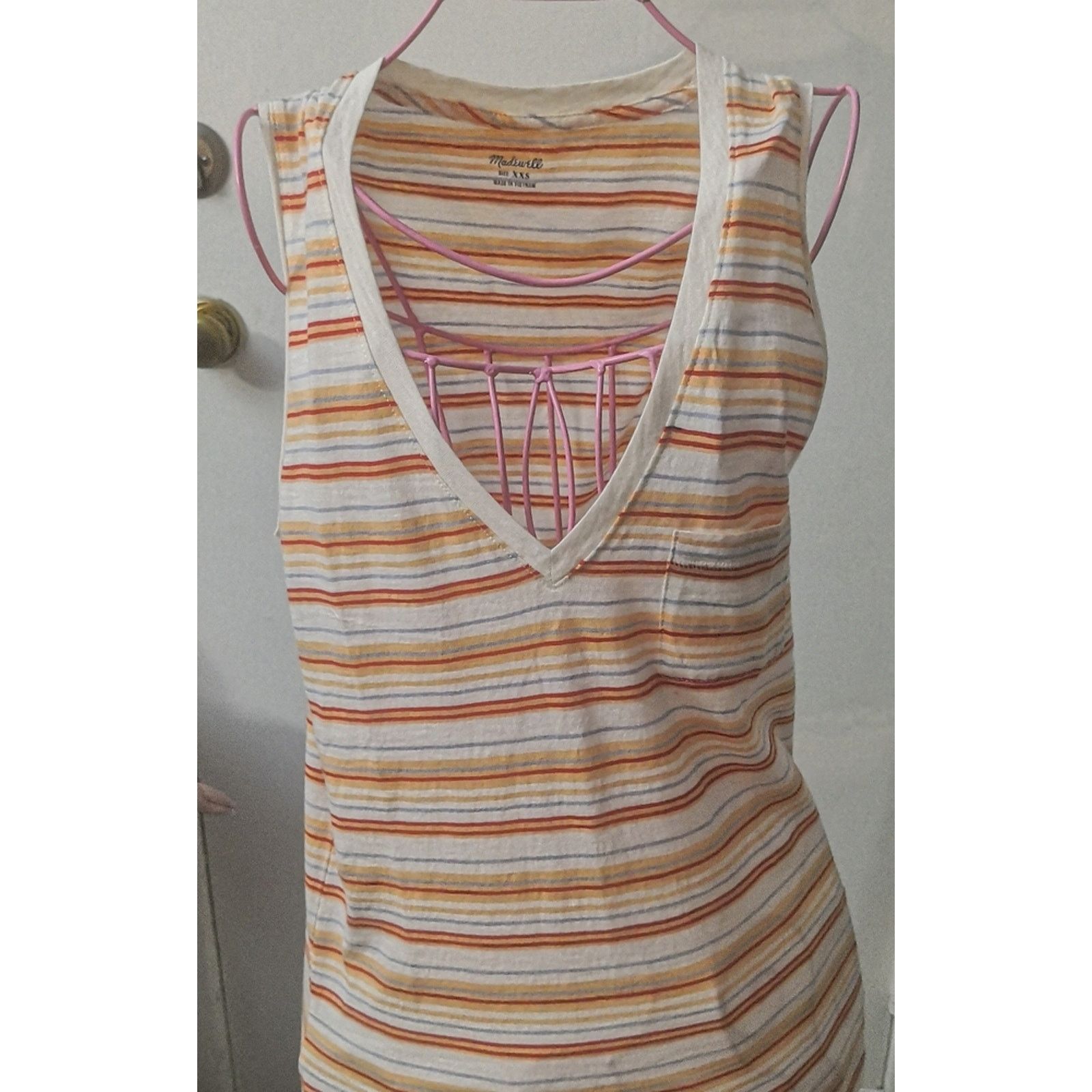 Madewell Madewell Fieldgate V-Neck Striped Picket Tank Top XXS/L NEW Size XXS / US 00 / IT 34 - 3 Thumbnail