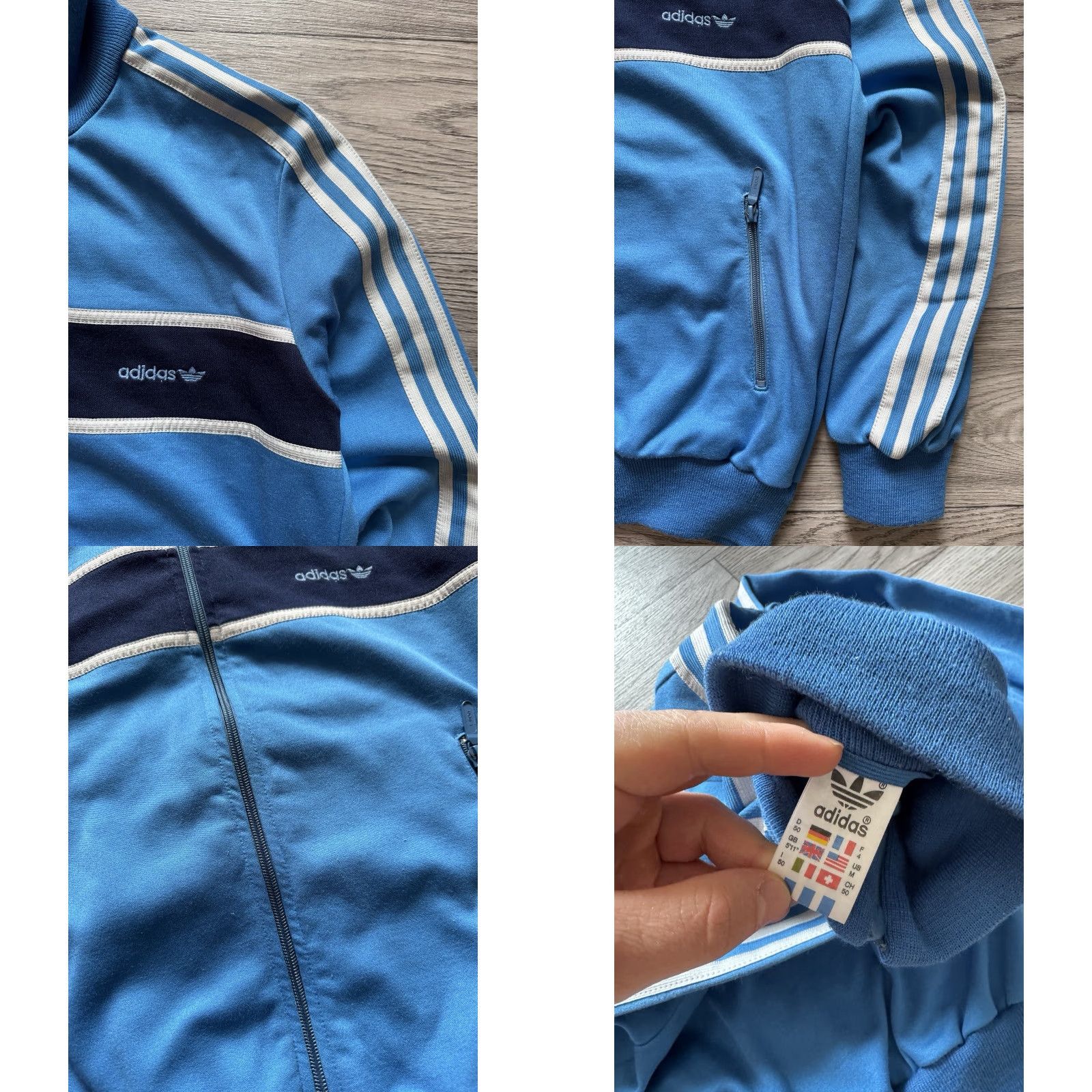Adidas VINTAGE adidas TRACKSUIT JACKET + OVERALLS JUMPSUIT MEN D50 50 Two Tone Blue/Navy M Size US 34 / EU 50 - 8 Thumbnail