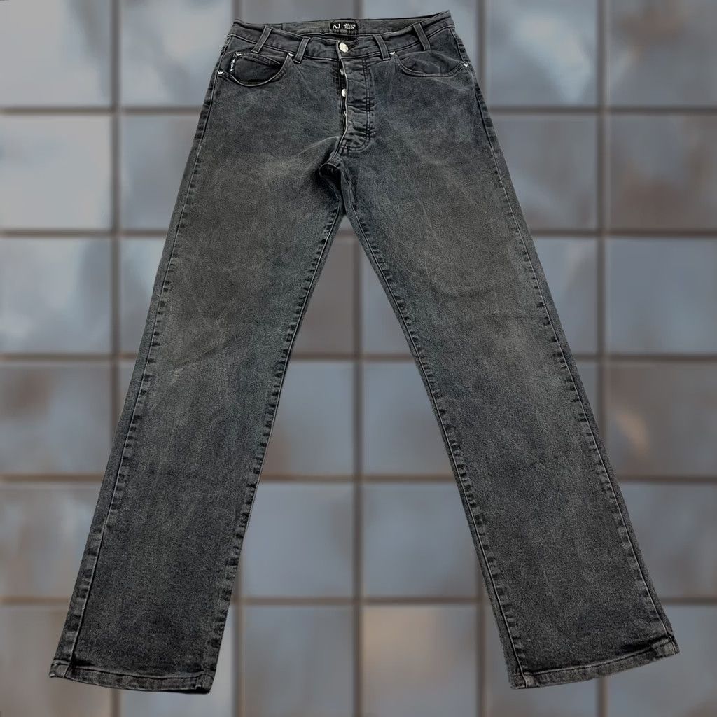 Vintage Armani Jeans Jeans Regular Tapered 30 32 Charcoal Grey Vintage Italy Mens 5-Pocket Denim Cotton Elastan Stretch Size US 30 / EU 46 - 1 Thumbnail