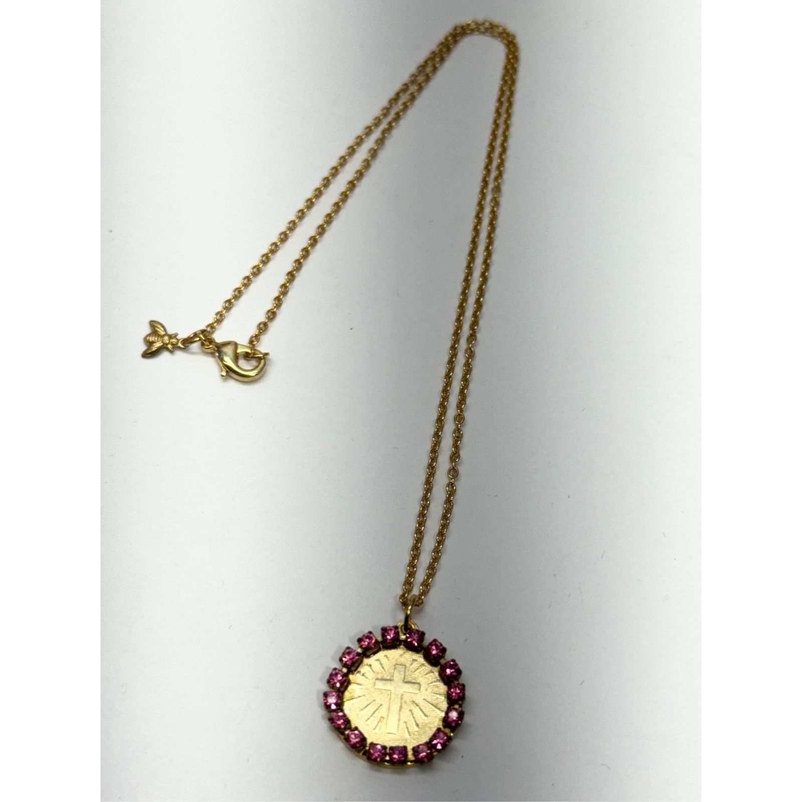 Vintage Vintage rhinestone pink cross charm necklace Size ONE SIZE - 2 Thumbnail