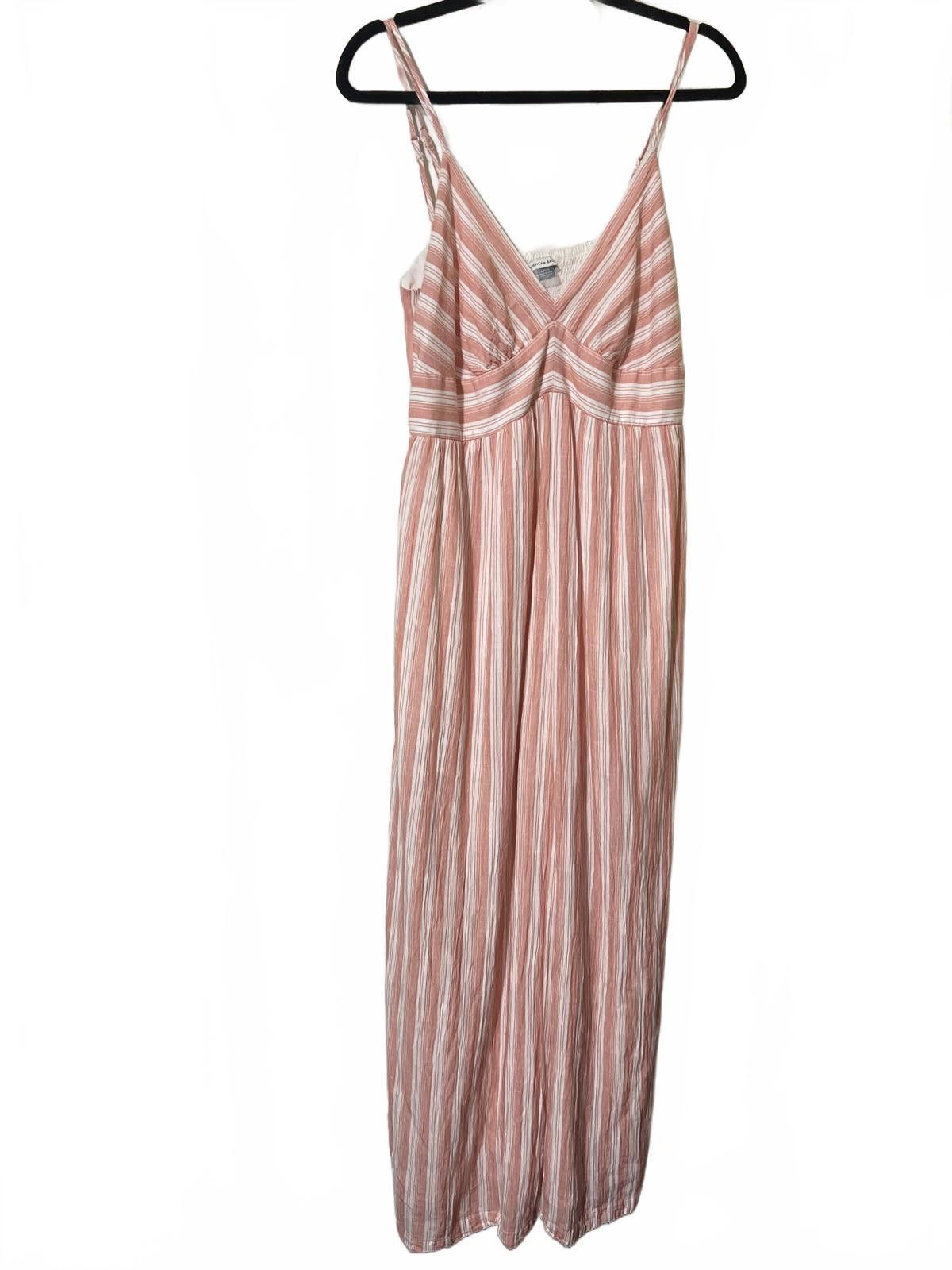American Eagle Outfitters American Eagle coral & White Striped WideLeg Jumpsuit L NWOT Size 36" / US 14 / IT 50 - 2 Thumbnail