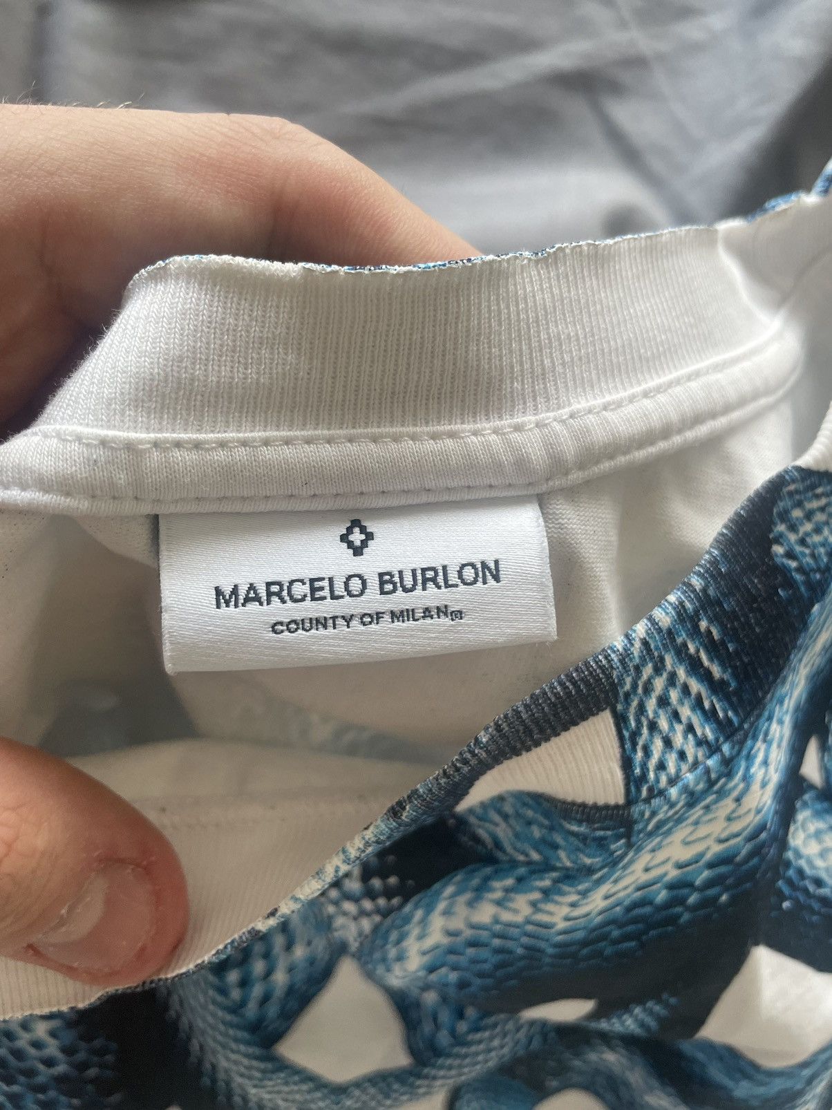 Designer × Marcelo Burlon Marcelo Burlon White Blue Snakes Tee Size US S / EU 44-46 / 1 - 3 Thumbnail