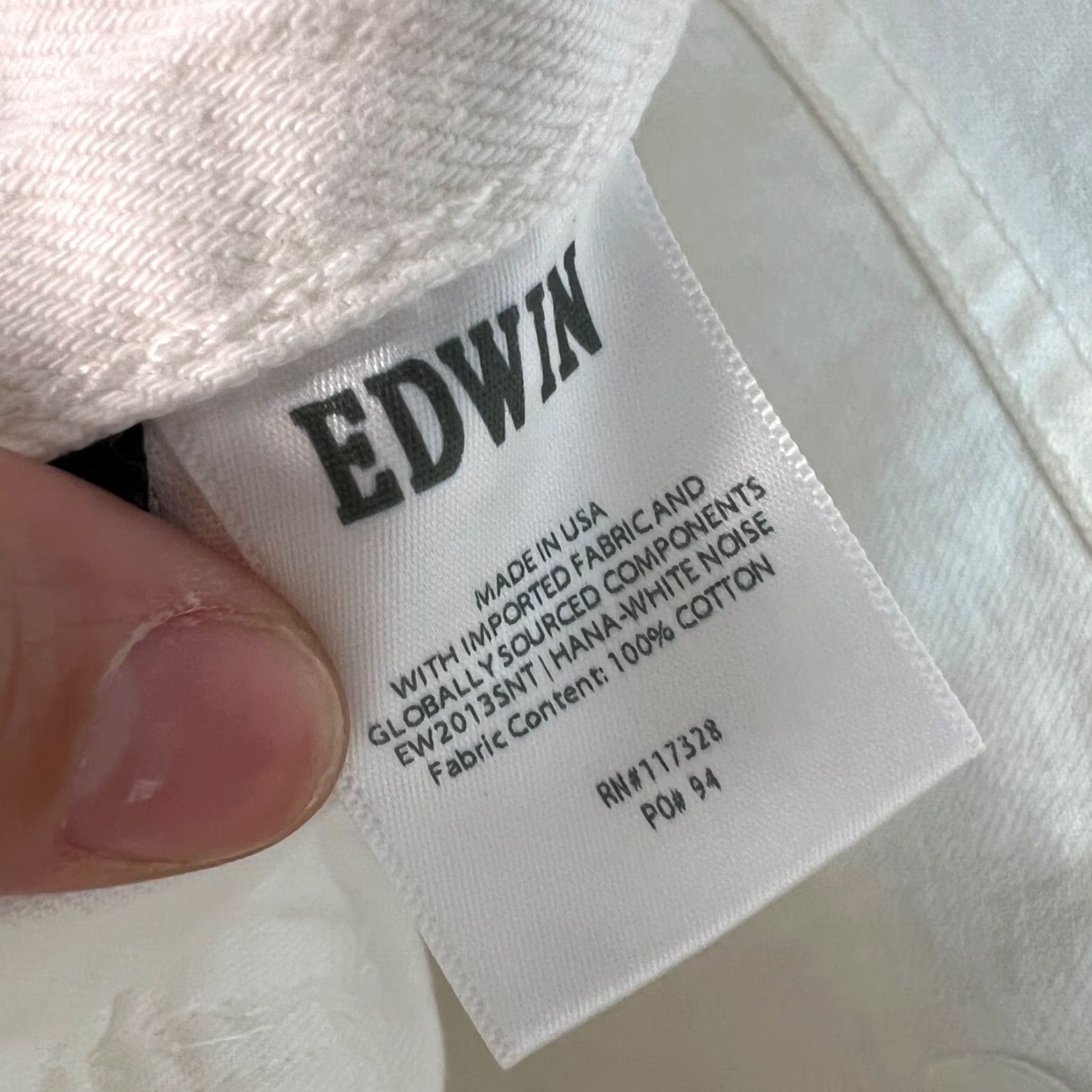 Edwin Edwin Womens Jeans White Crop 25in Inseam Straight Denim 100% Cotton High Rise 31 Regular 5-Pocket Vintage: No Size 24" / US 00 / IT 34 - 3 Thumbnail