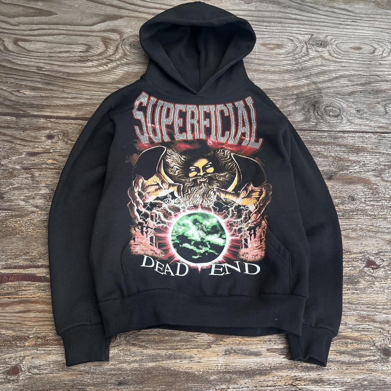 Superrradical × Vintage Superficial Dead End Rhinestone Arc Logo Hoodie Size US S / EU 44-46 / 1 - 1 Thumbnail