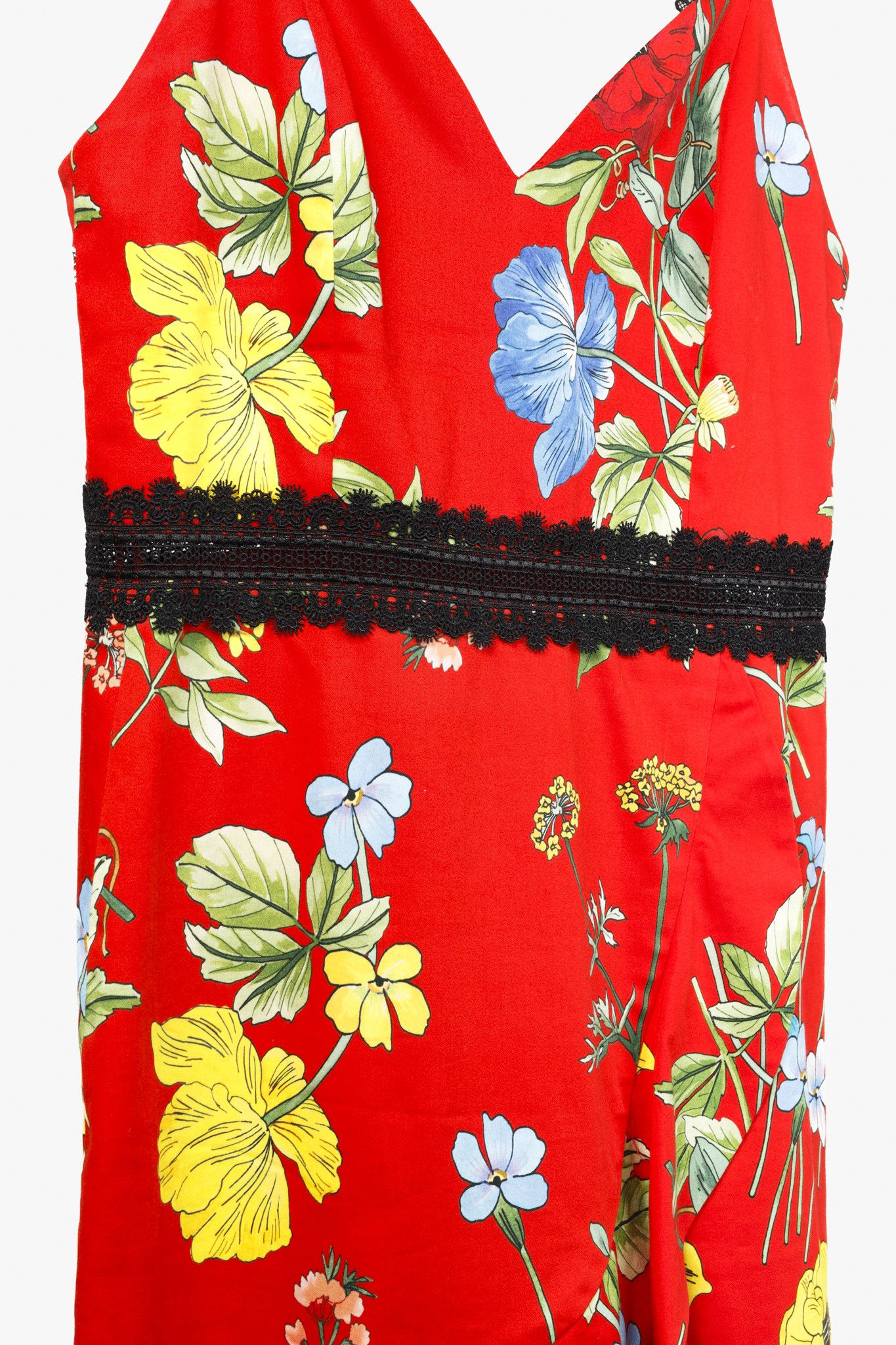 Alice + Olivia Alice + Olivia Red Floral Lace Strap Dress Size S / US 4 / IT 40 - 6 Thumbnail