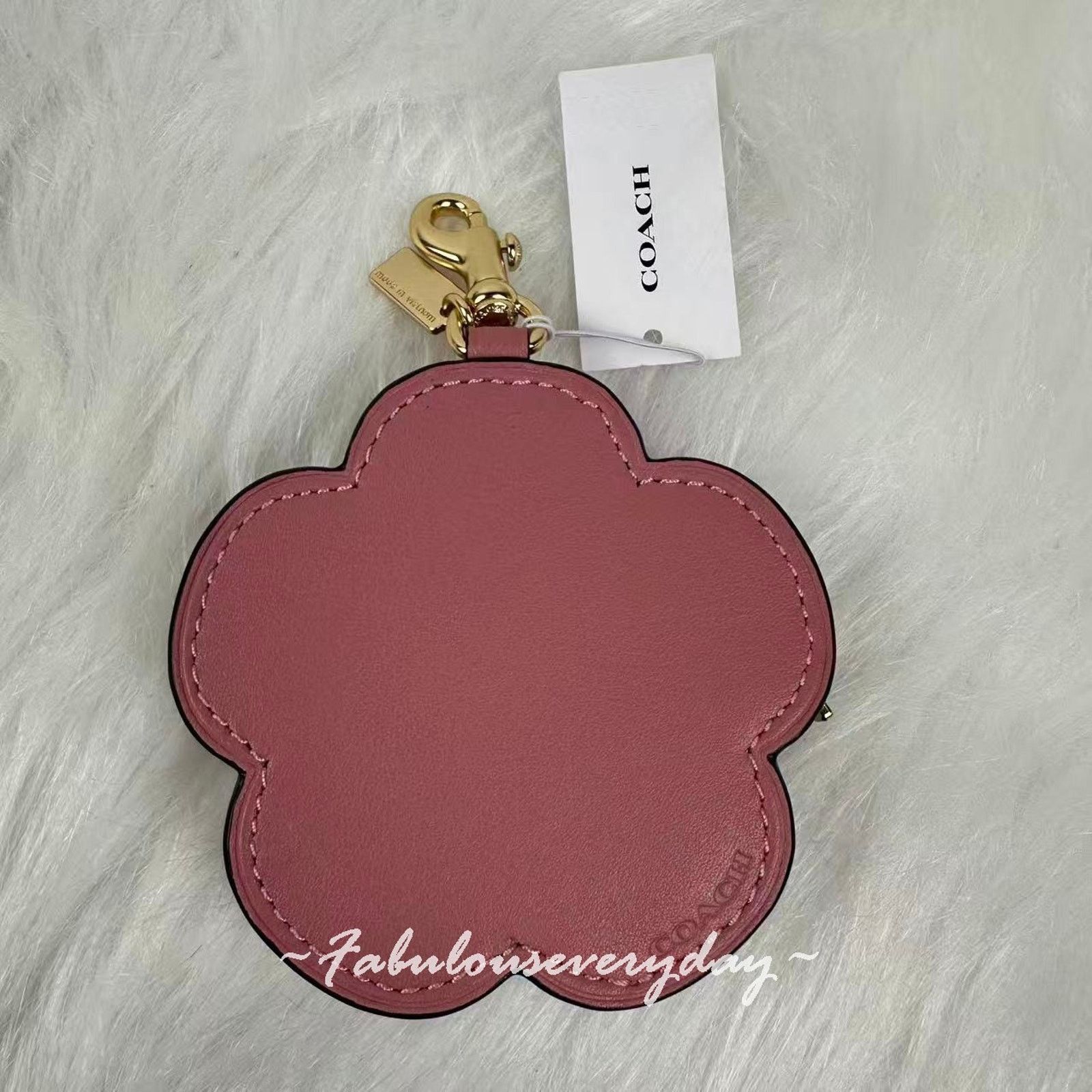 Coach Coach Tea Rose Bag Charm In Leather/Gold/Peony Coach Pouch Size ONE SIZE - 3 Thumbnail