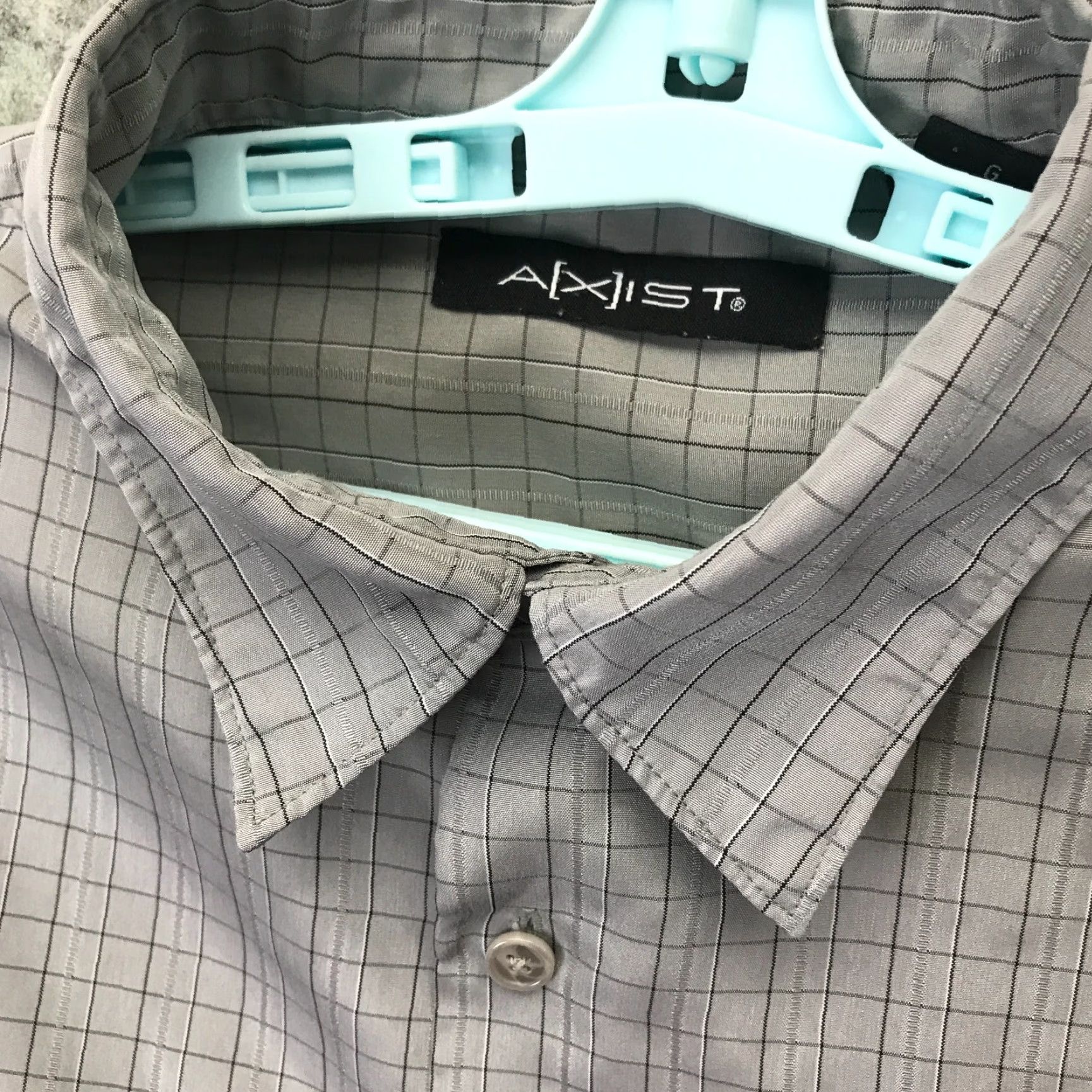Vintage Axist Shirt Mens L Grey Button Up Short Sleeve Cross-Hatch Camp Size US L / EU 52-54 / 3 - 2 Thumbnail