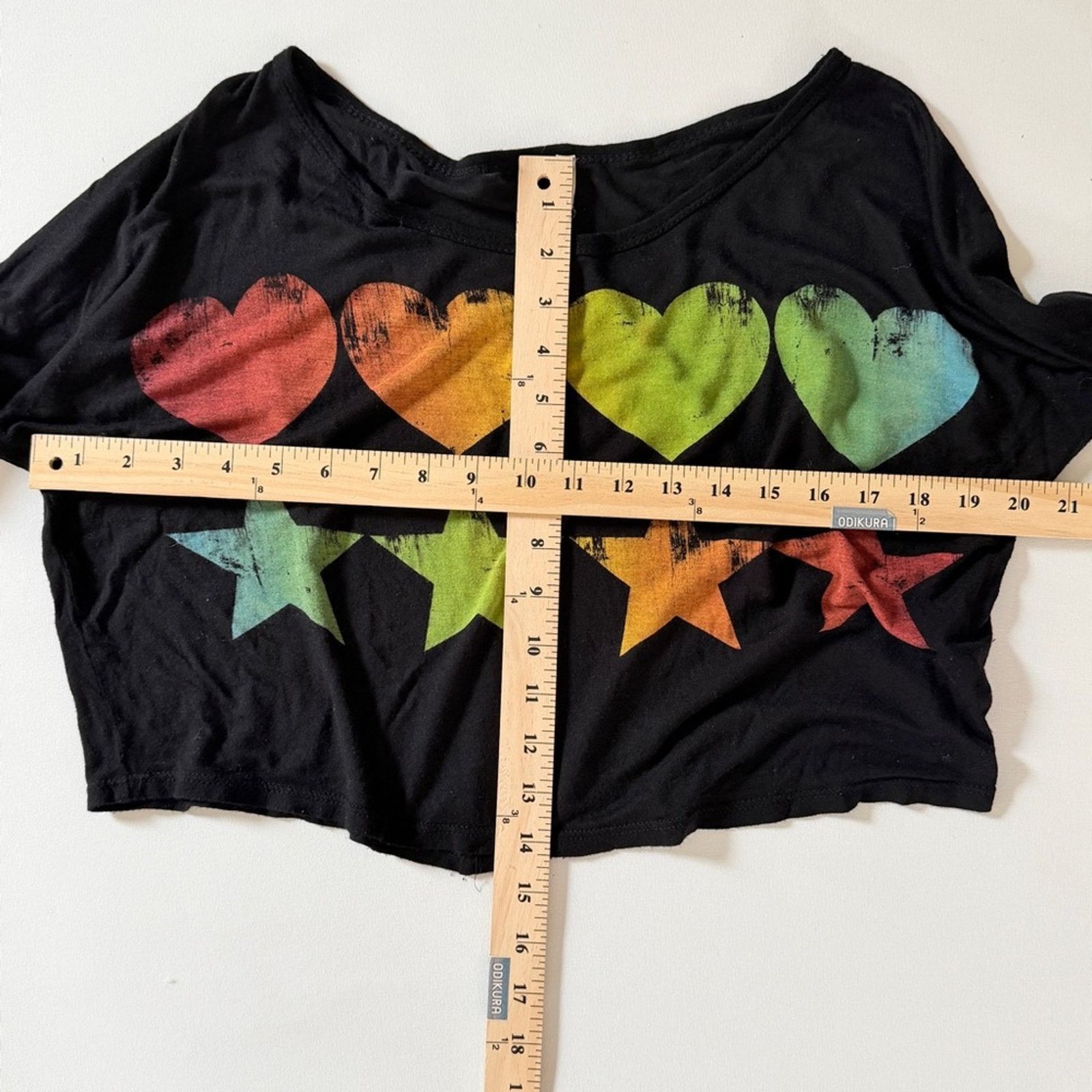 Other Umgee Rainbow hearts Graphic Tee Black Crop Top Off Shoulder Size S / US 4 / IT 40 - 6 Thumbnail