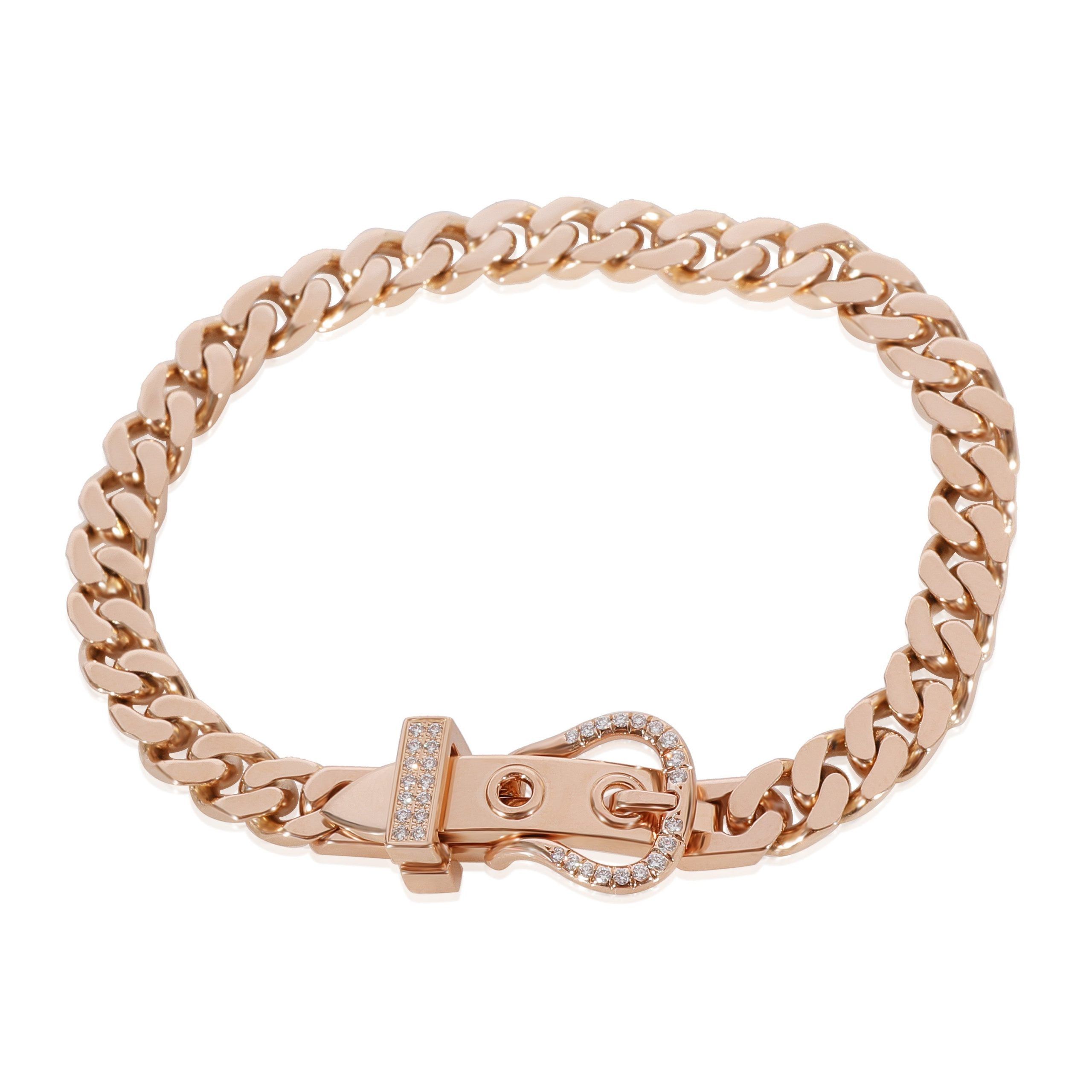 image of Hermes Boucle Sellier Bracelet Diamond Bracelet In 18K Rose Gold 0.18 Ctw, Women's