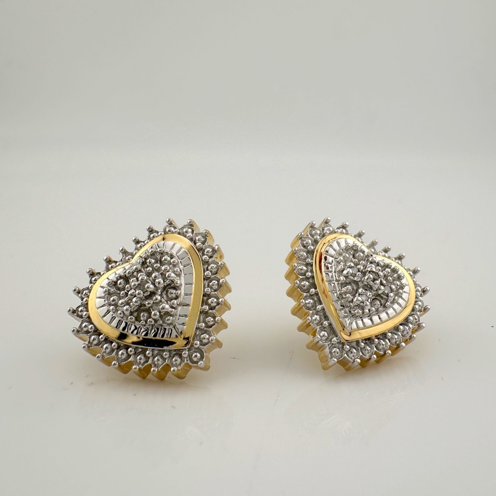 Other Two Tone Diamond Heart Stud Earrings in Sterling with 14 kt Size ONE SIZE - 7 Thumbnail