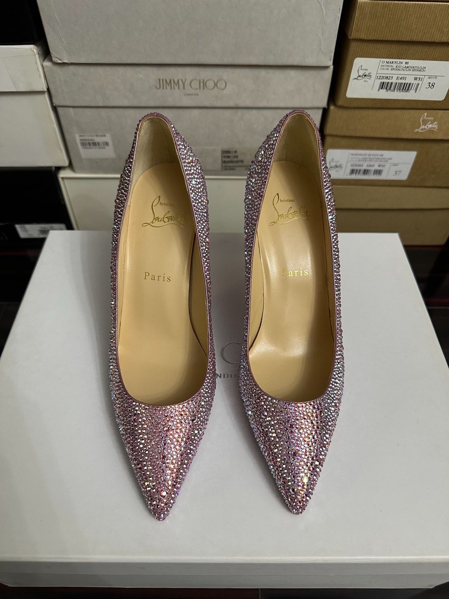 Christian Louboutin Christian Louboutin Red Sole Crystal Heels Size US 6 / IT 36 - 1 Thumbnail