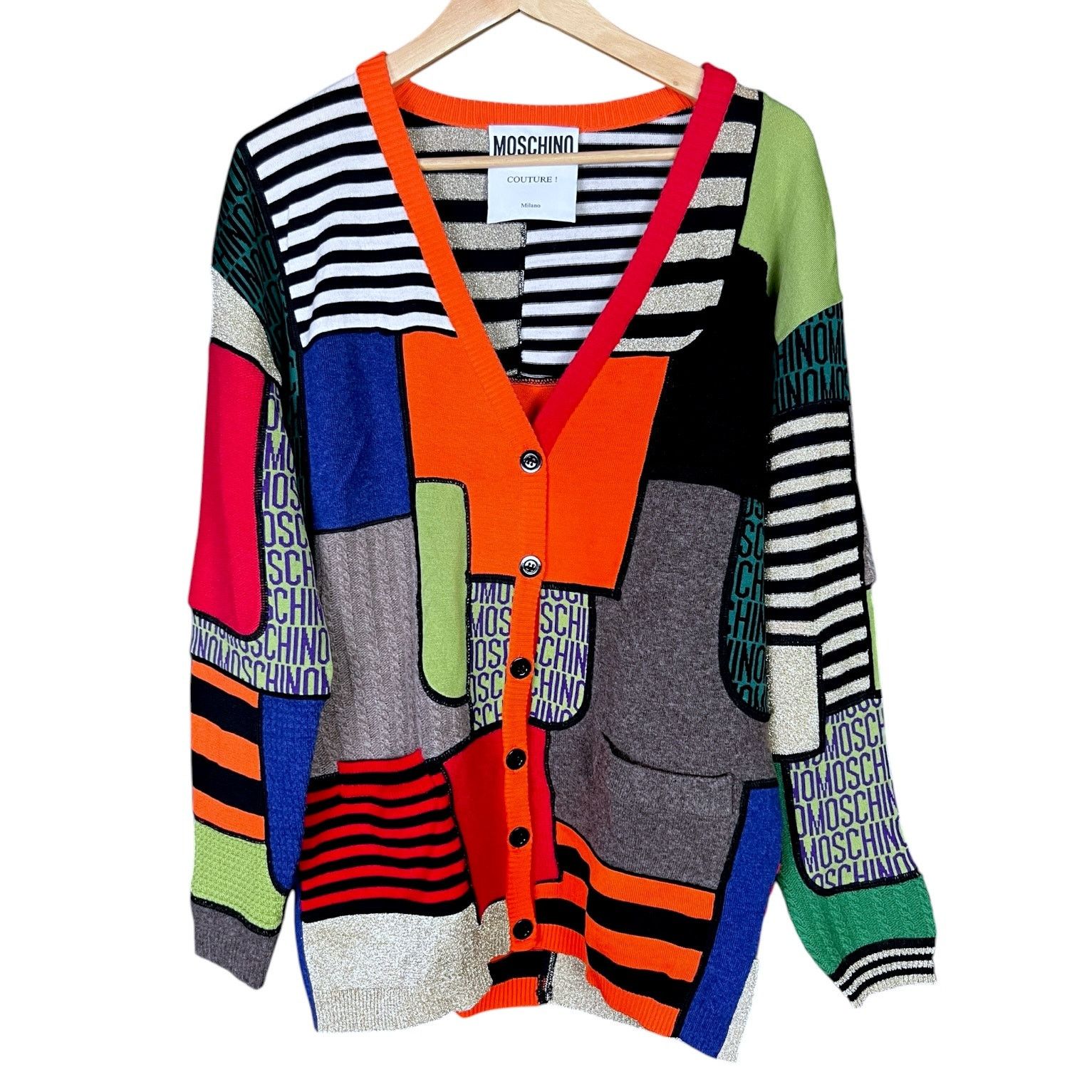 Moschino Moschino Couture Jeremy Scott US 6 Patchwork Wool Cardigan Size US L / EU 52-54 / 3 - 14 Thumbnail