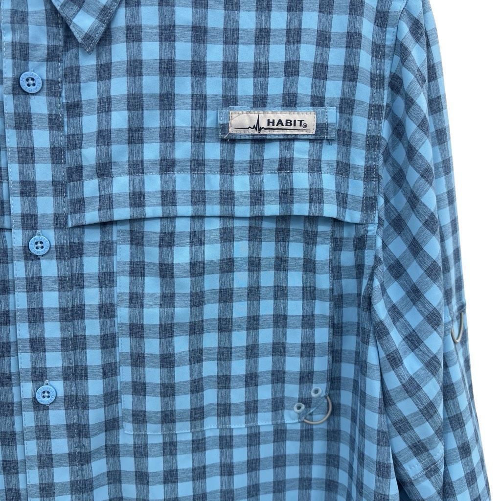 Other Habit Gingham Long Sleeve Vented Fishing Button up Shirt Blue Large Outdoorsy Size US L / EU 52-54 / 3 - 8 Thumbnail