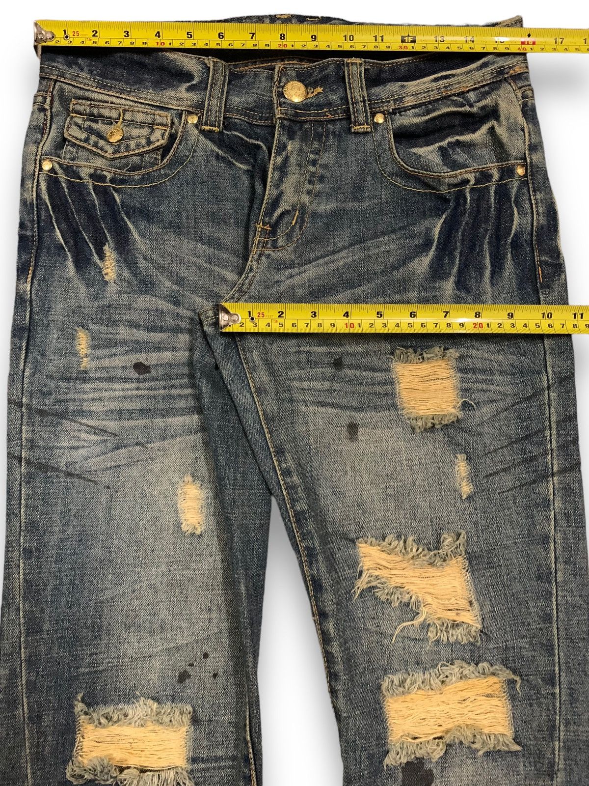 If Six Was Nine Vintage Snuff Mud Wash Splatter Flare Distressed Punk Jeans Size US 32 / EU 48 - 15 Thumbnail