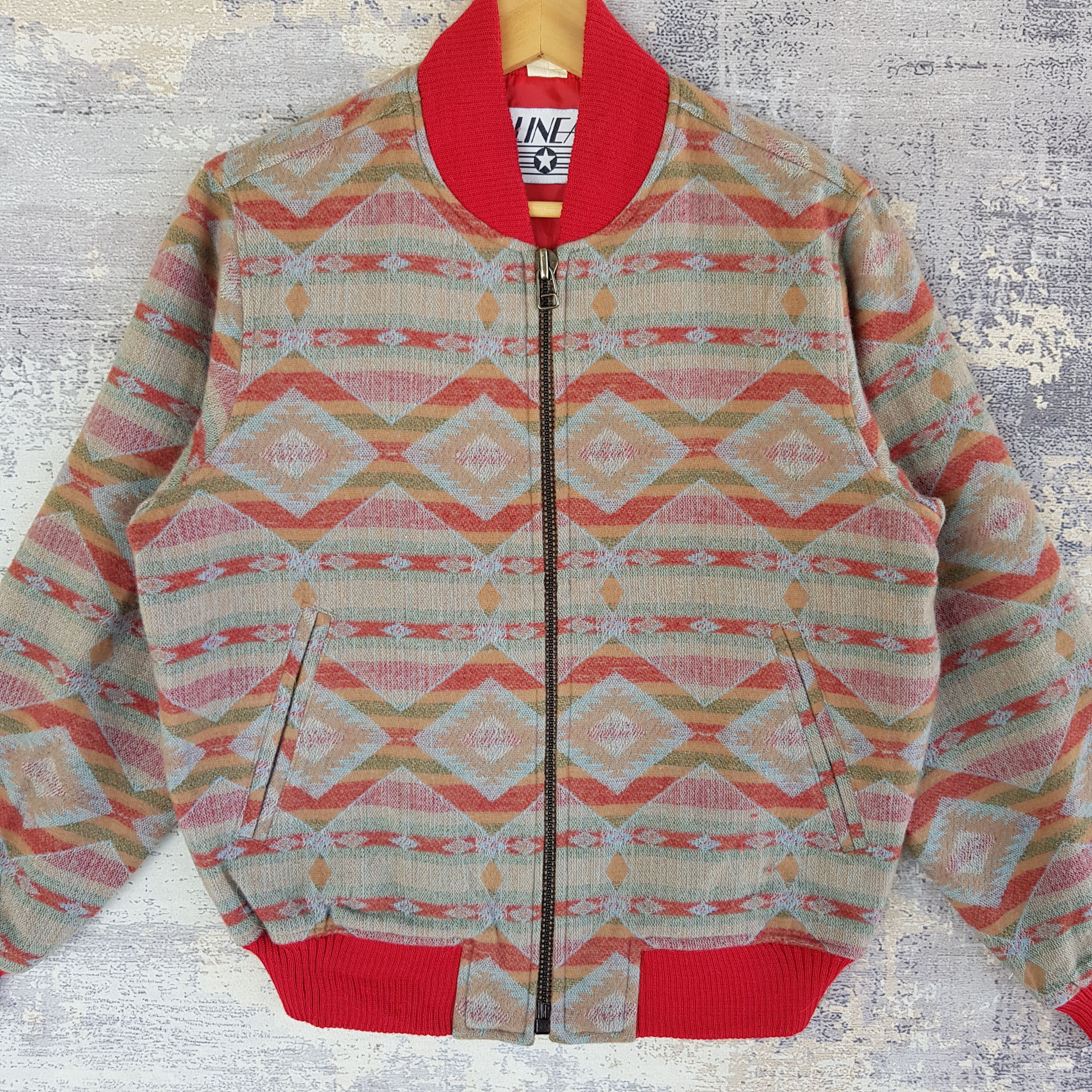 Japanese Brand × Vintage Vintage Japanese Linea Varsity Jacket Navajo Wool Jacket Size US M / EU 48-50 / 2 - 3 Thumbnail