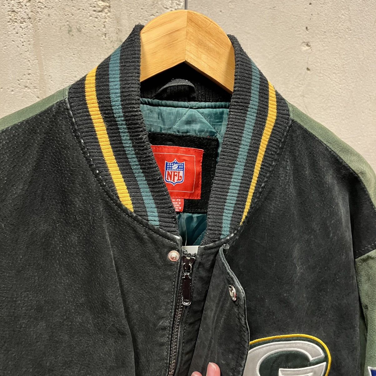 Starter Vintage 90s NFL Green Bay Packers Suede Leather Jacket Coat Size US XL / EU 56 / 4 - 5 Thumbnail