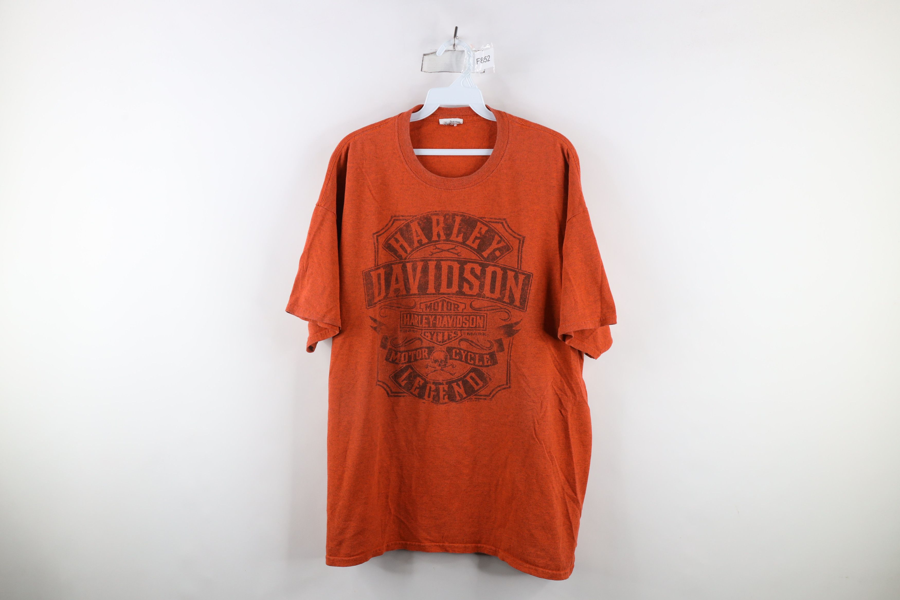 Harley Davidson × Vintage Vintage Y2K Harley Davidson t Skull T-Shirt Heather Orange Size US XXL / EU 58 / 5 - 1 Thumbnail