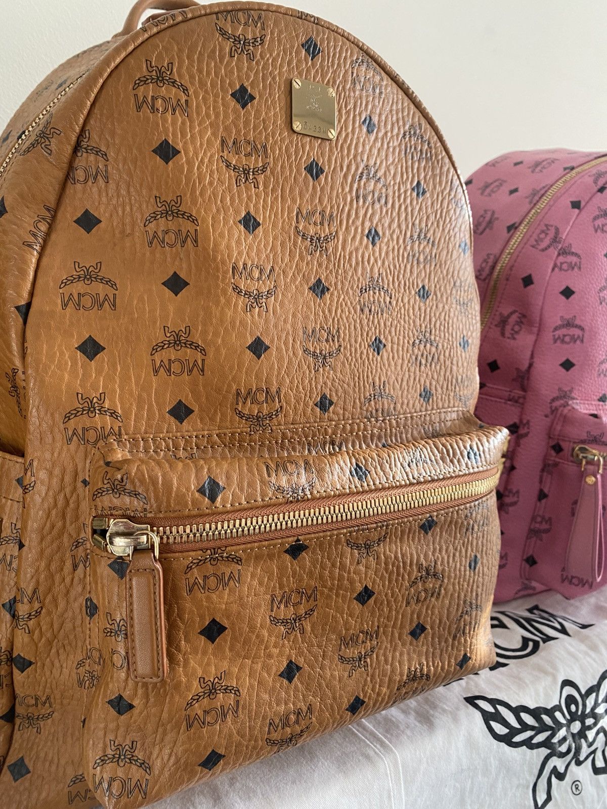 MCM MCM Cognac Side Studs In Visetos Monogram Large Backpack Size 46 - 6 Thumbnail