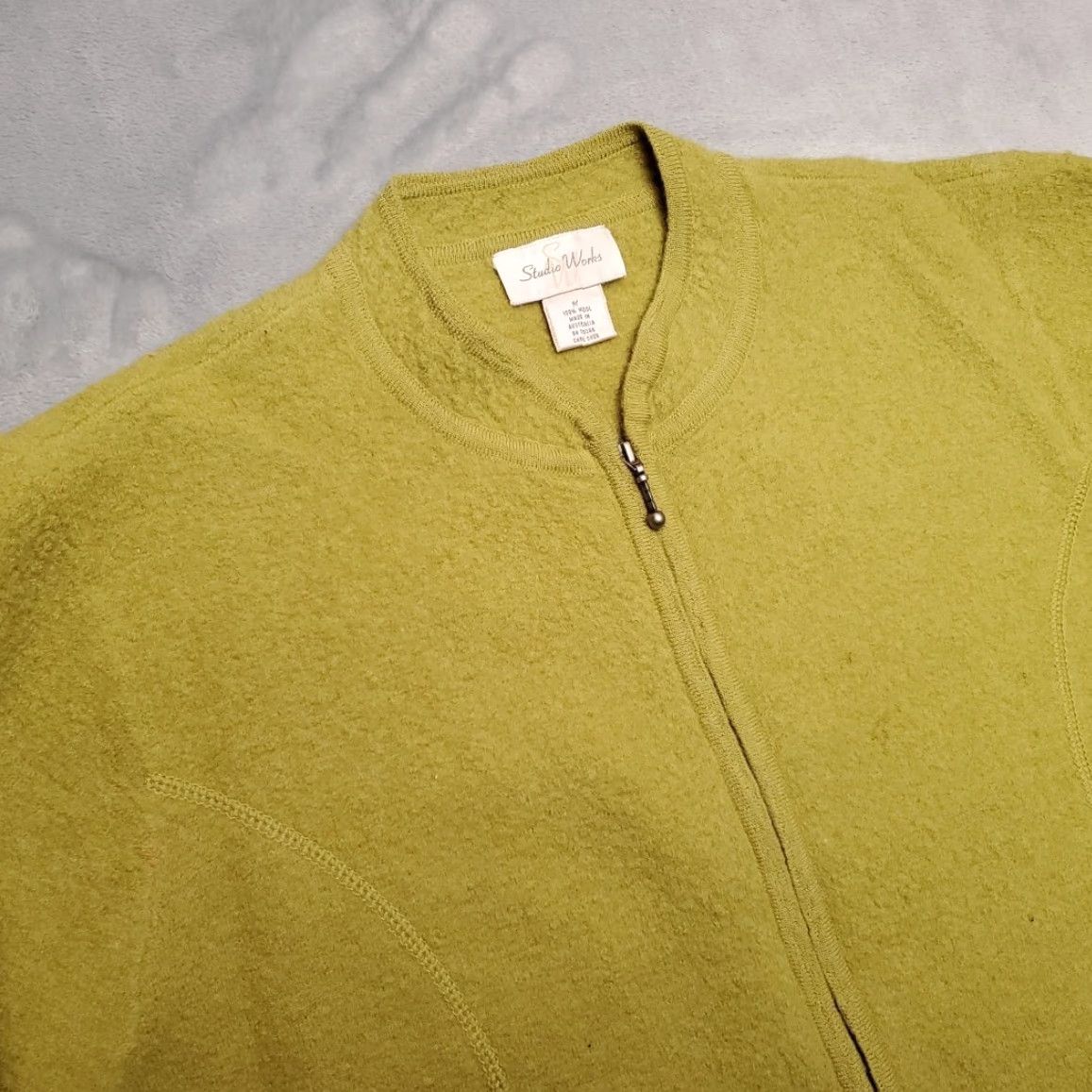 Vintage VINTAGE Studio Works Wool Cardigan Womens M Green 100% Wool Full Zip Australia Knitted Pockets Casual Womens Size M / US 6-8 / IT 42-44 - 5 Thumbnail