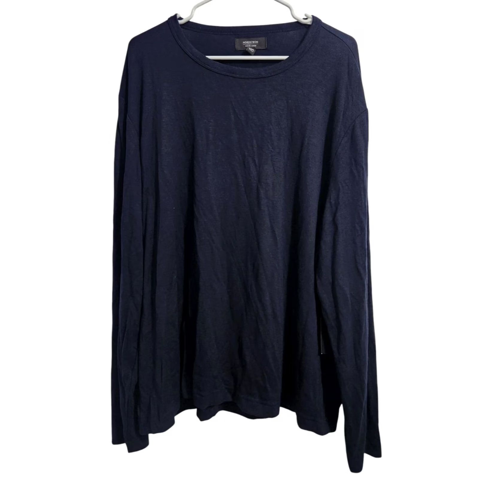Nordstrom Nordstrom Sweater Shirt Mens 2XL Navy Blue Pullover Crew Neck Modal Polyester Knit Long Sleeve Size US XXL / EU 58 / 5 - 2 Thumbnail