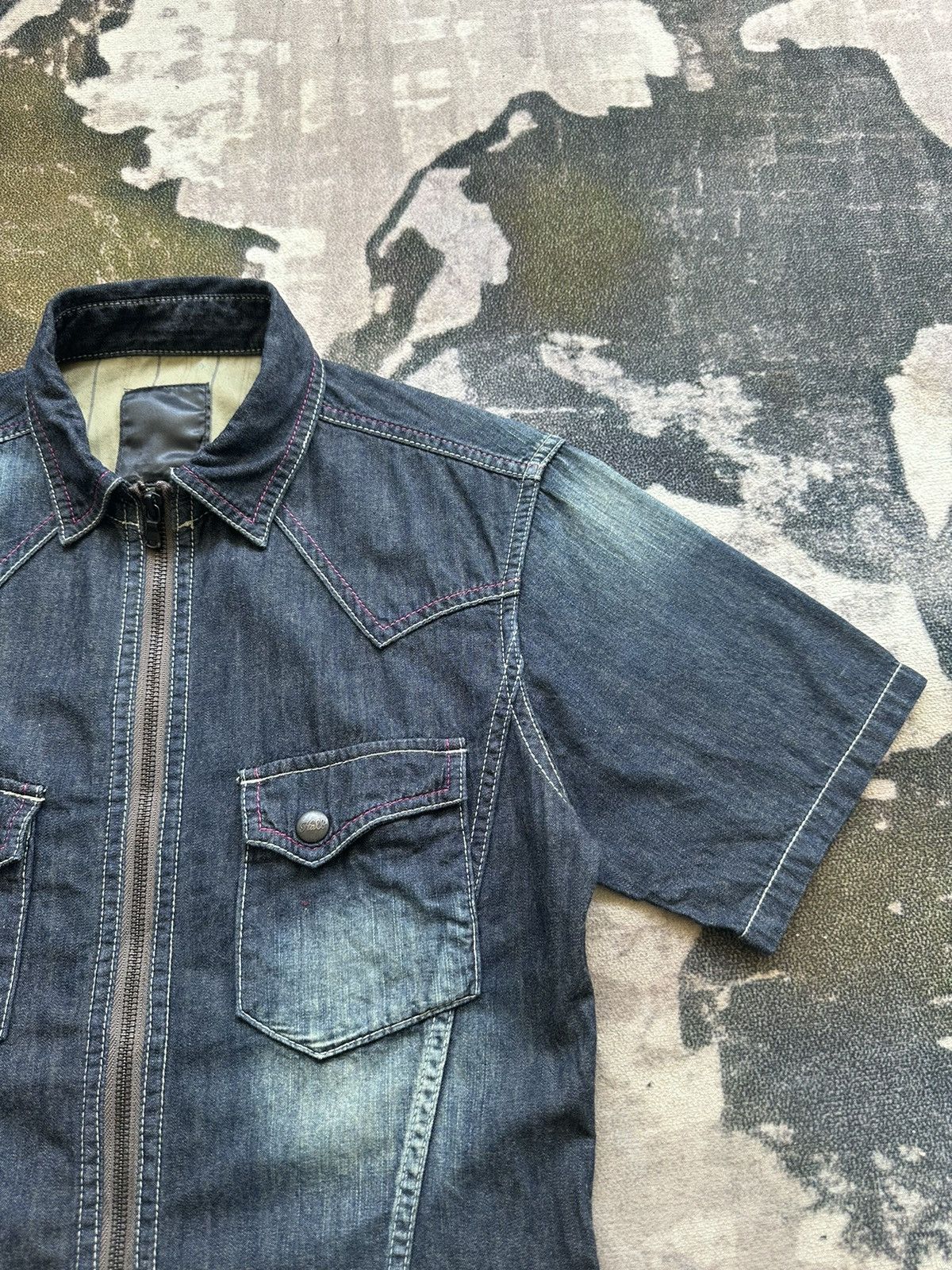 Tete Homme 00’s HALB by Tete Homme zipper denim shirt Size US M / EU 48-50 / 2 - 5 Thumbnail