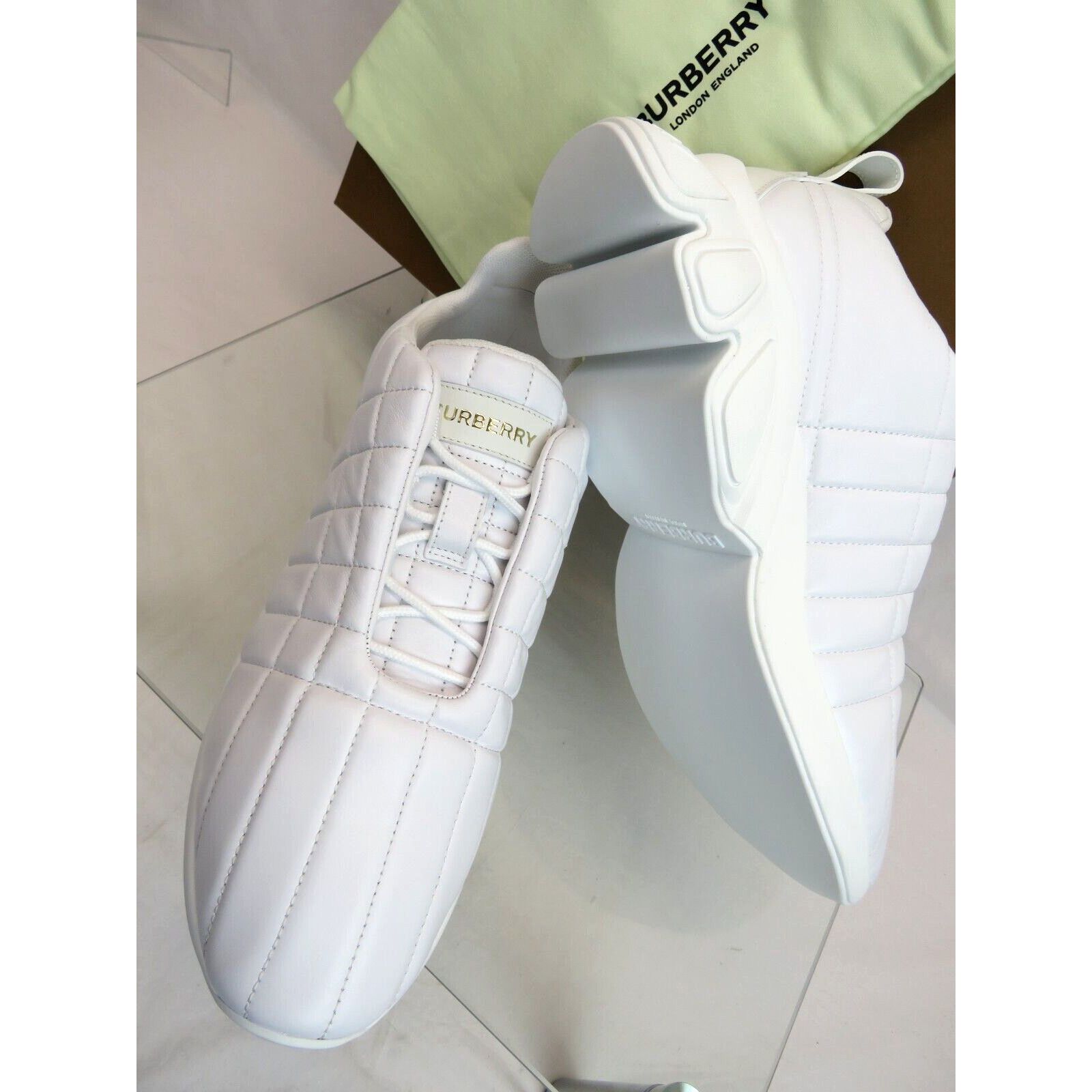 Burberry AXBURTON WHITE CHECK QUILTED LEATHER LOGO SNEAKERS 9 US 42 Size US 9 / EU 42 - 6 Thumbnail