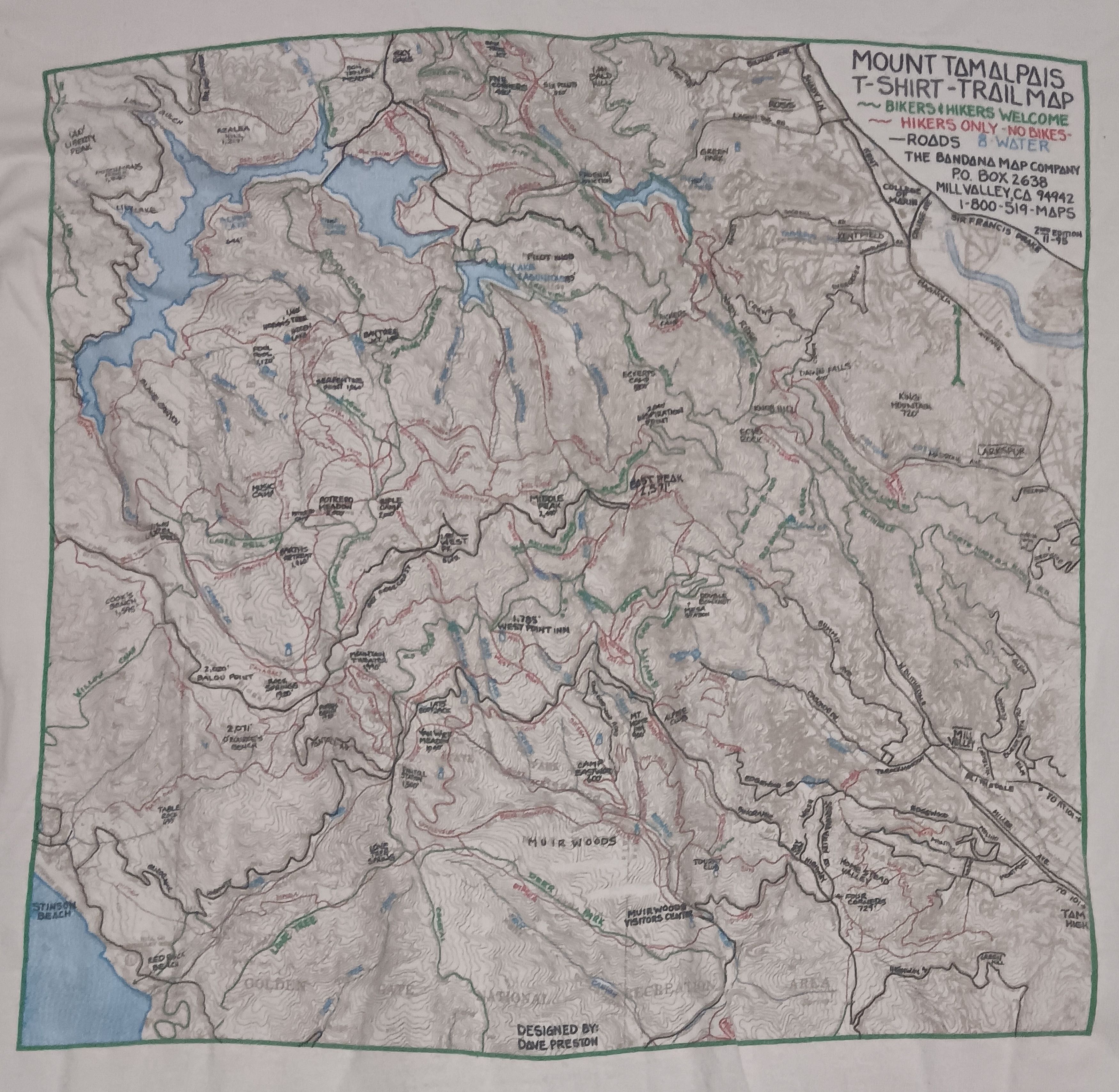 Vintage VINTAGE 90s DAVE PRESTON MOUNT TAMALPAIS TRAIL MAP SHIRT Size US XL / EU 56 / 4 - 2 Thumbnail