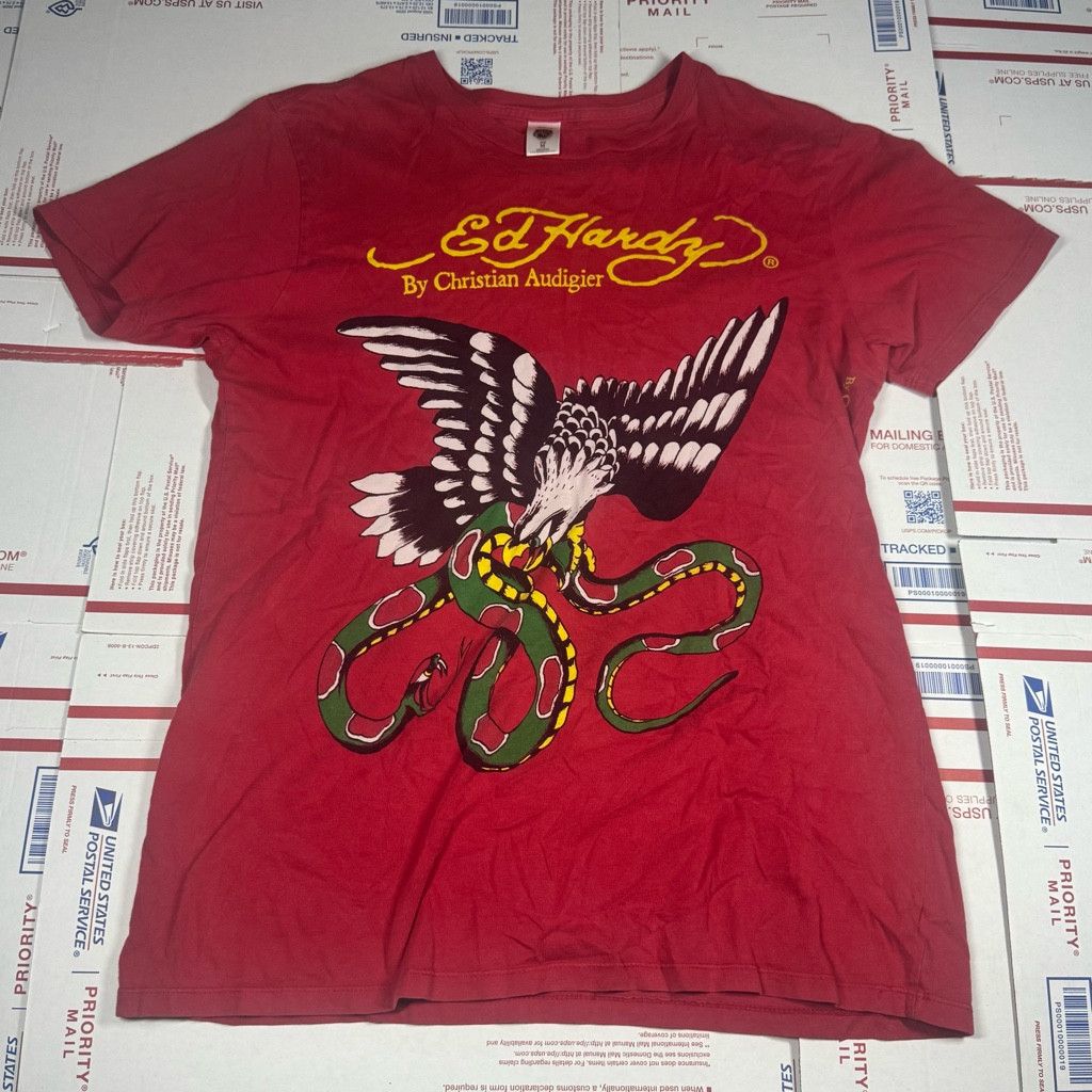 Ed Hardy Ed Hardy Vintage Y2K Tee Shirt with Eagle and Snake Size L / US 10 / IT 46 - 1 Thumbnail