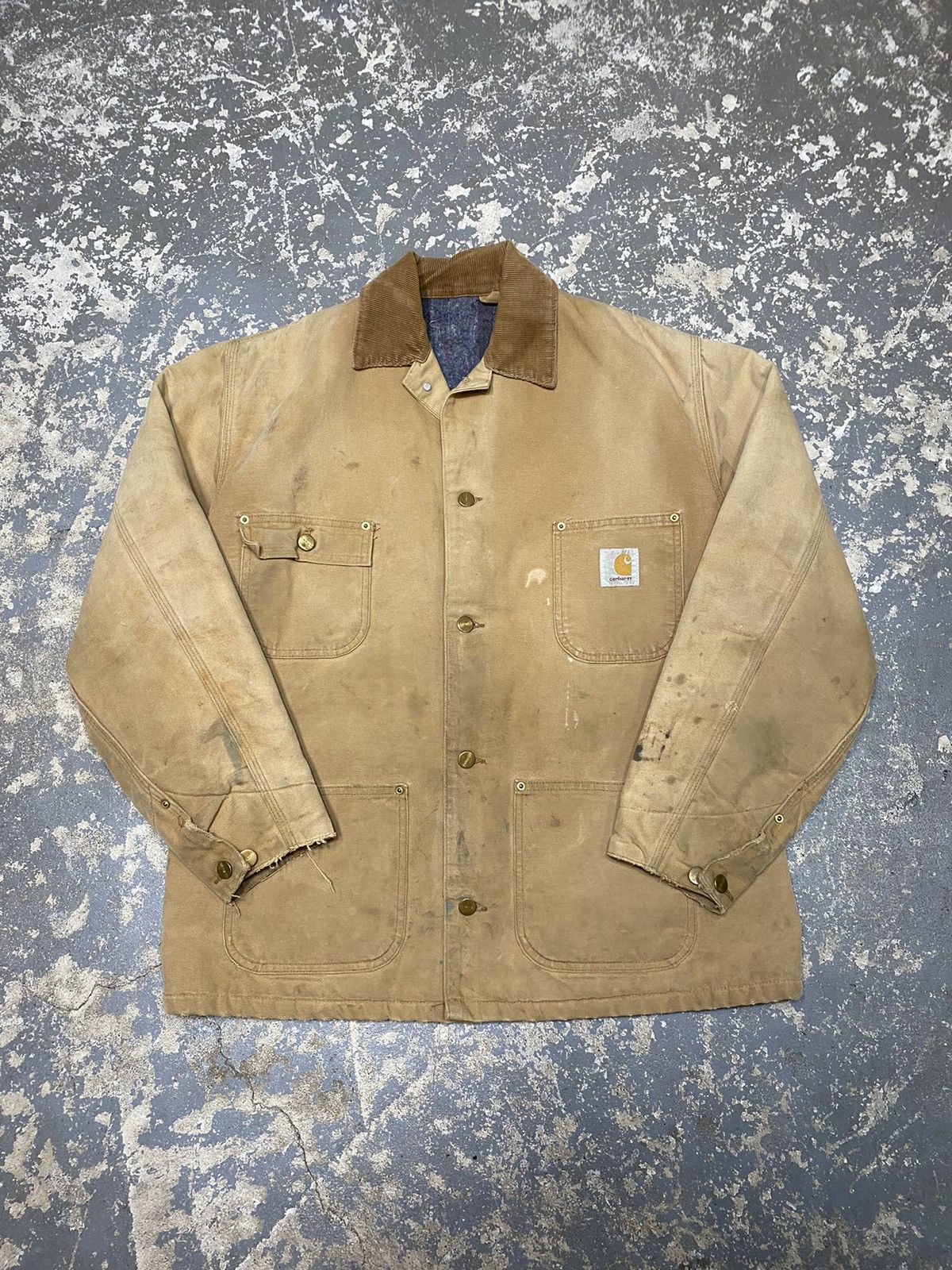 Carhartt × Vintage Vintage Carhartt Blanket Lined Faded Tan Chore Coat Jacket Size US M / EU 48-50 / 2 - 1 Thumbnail
