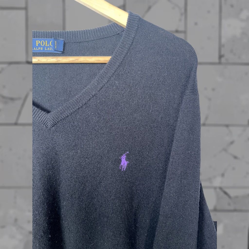 Polo Ralph Lauren Polo Ralph Lauren Merino Wool Black V-Neck Sweater Mens L Size US L / EU 52-54 / 3 - 1 Thumbnail