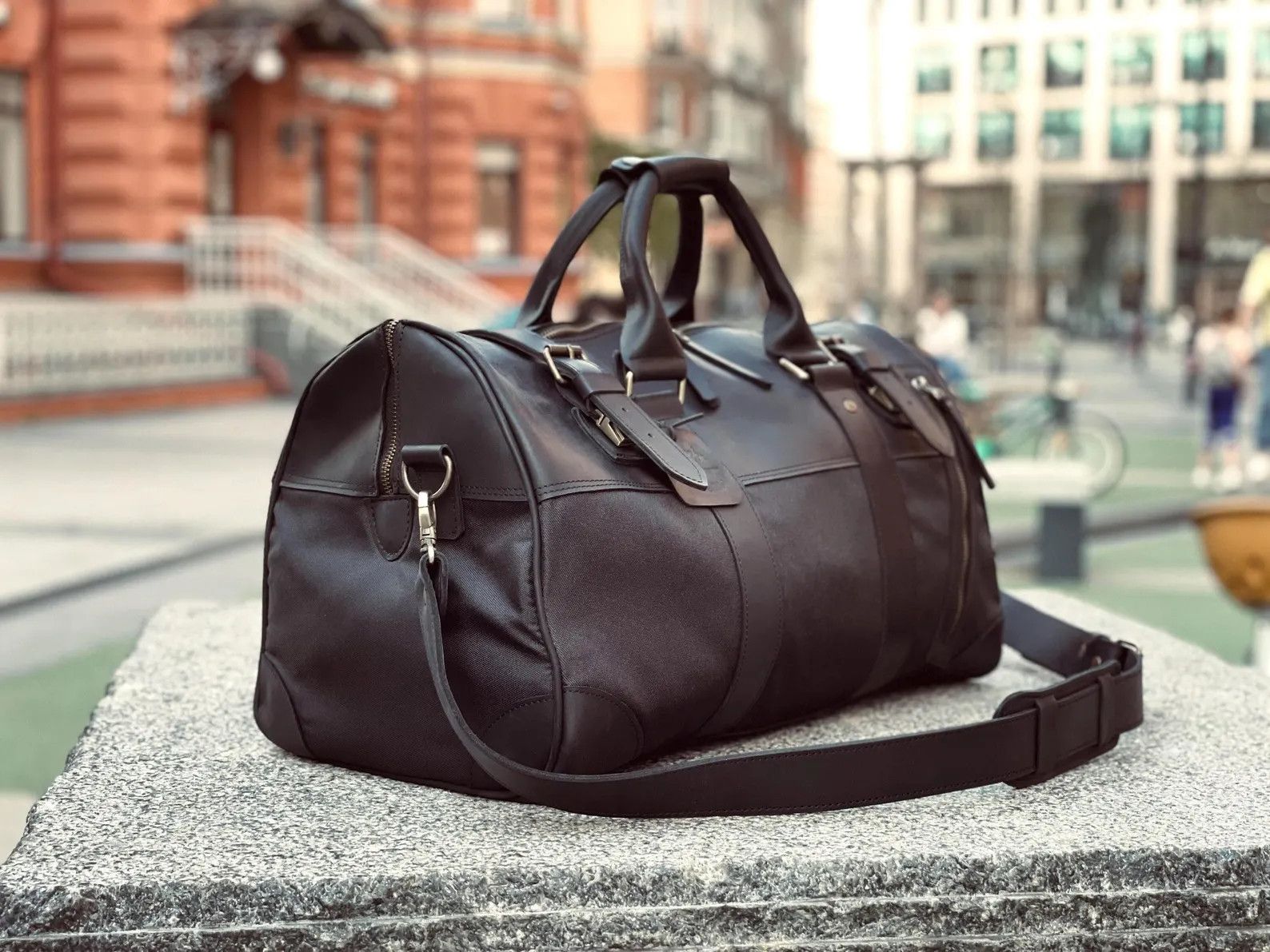 Handmade Genuine leather and thick canvas. Leather Weekender Size ONE SIZE - 3 Thumbnail
