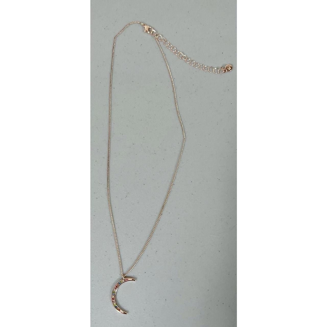 Designer × Jewelry × Vintage Gold Gemstone Diamond Crescent Moon Boho Necklace Jewelry 🌙✨ Size ONE SIZE - 3 Thumbnail