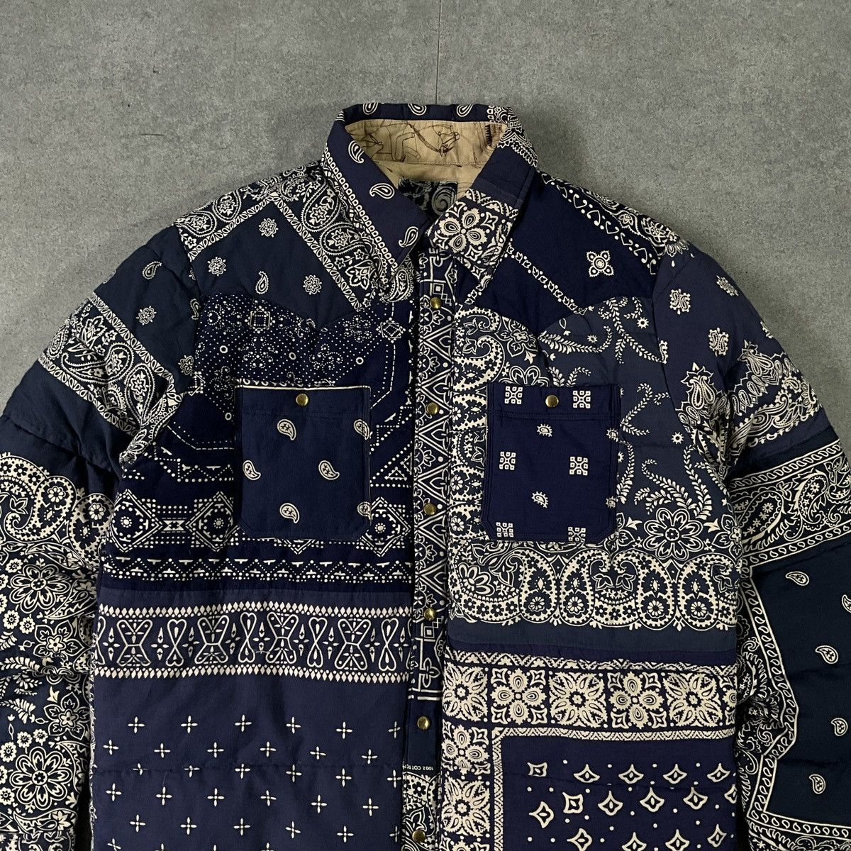 Visvim VISVIM ICT KERCHIEF DOWN JKT BLUE BANDANA | Grailed