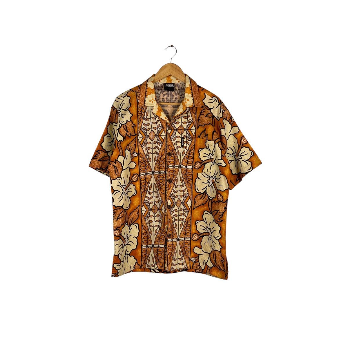 image of Fiji x Vintage Kai-Veikau Tiki Kawaii Button Shirt in Yellow, Men's (Size Small)