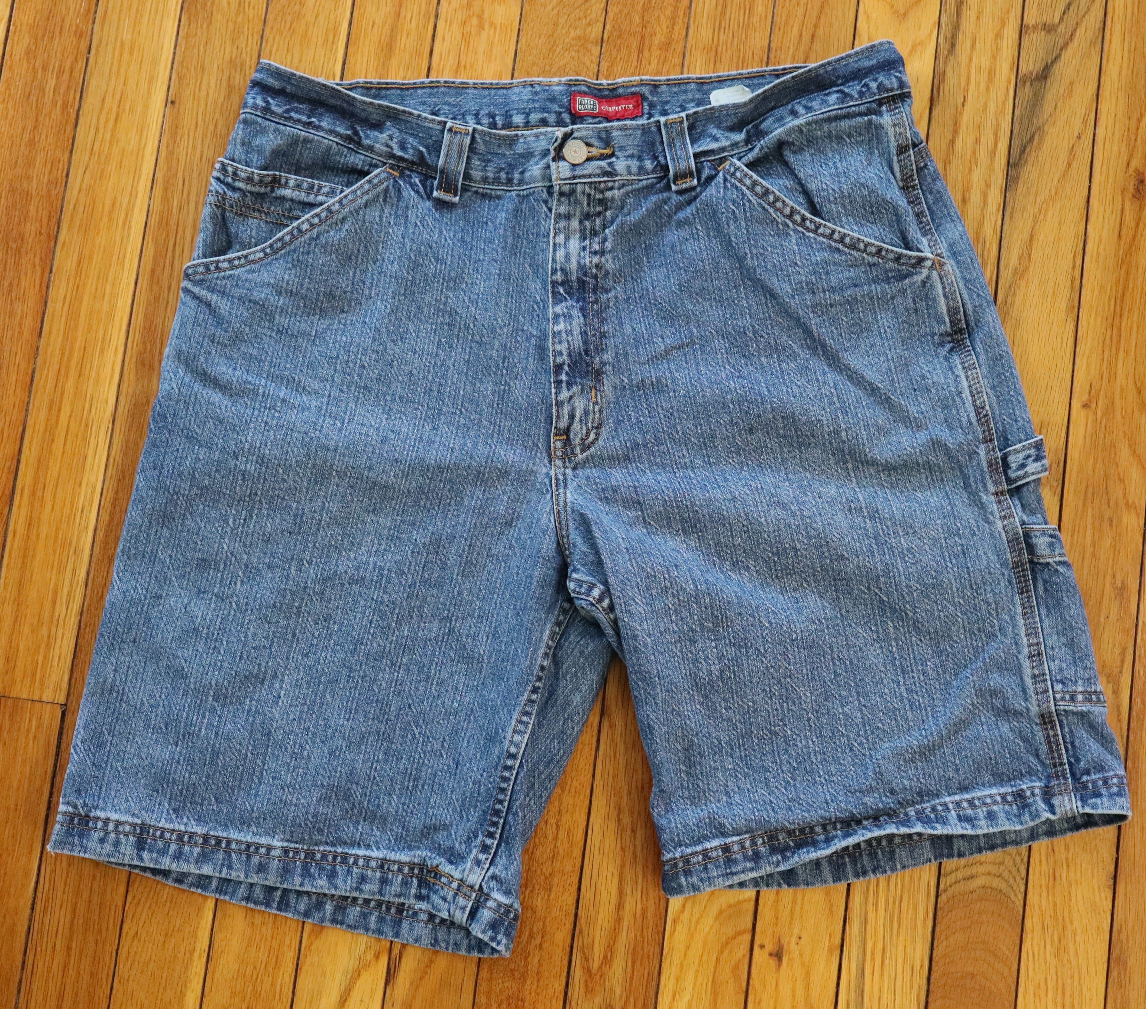 Carhartt × Dickies × Wrangler Vintage 90s Baggy Skater Carpenter Denim Shorts Jorts 36 Size US 36 / EU 52 - 2 Thumbnail