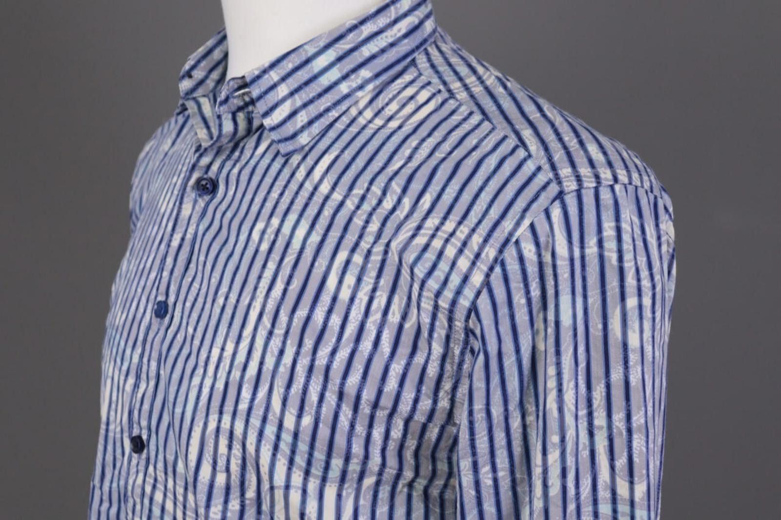 Desigual Desigual Regular Blue Striped Jasquard Down Shirt Size L Size US L / EU 52-54 / 3 - 8 Thumbnail
