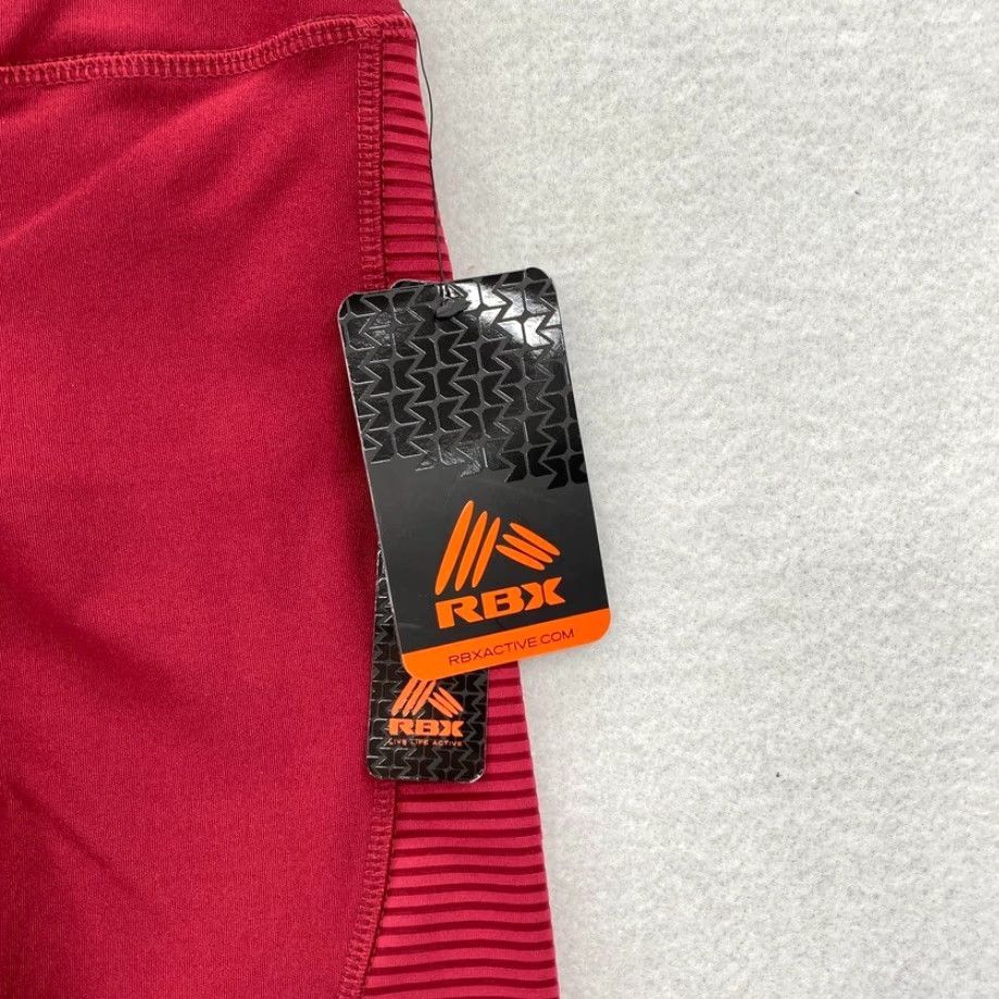 Vintage RBX Active Leggings Women's Medium Red Stretch Fabric Moisture Wicking Pull On Fabric Polyester Spandex Ankle Leggings Size 32" / US 10 / IT 46 - 4 Thumbnail