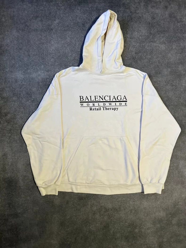 Balenciaga Balenciaga Off-white chest logo hoodie Size US M / EU 48-50 / 2 - 1 Thumbnail