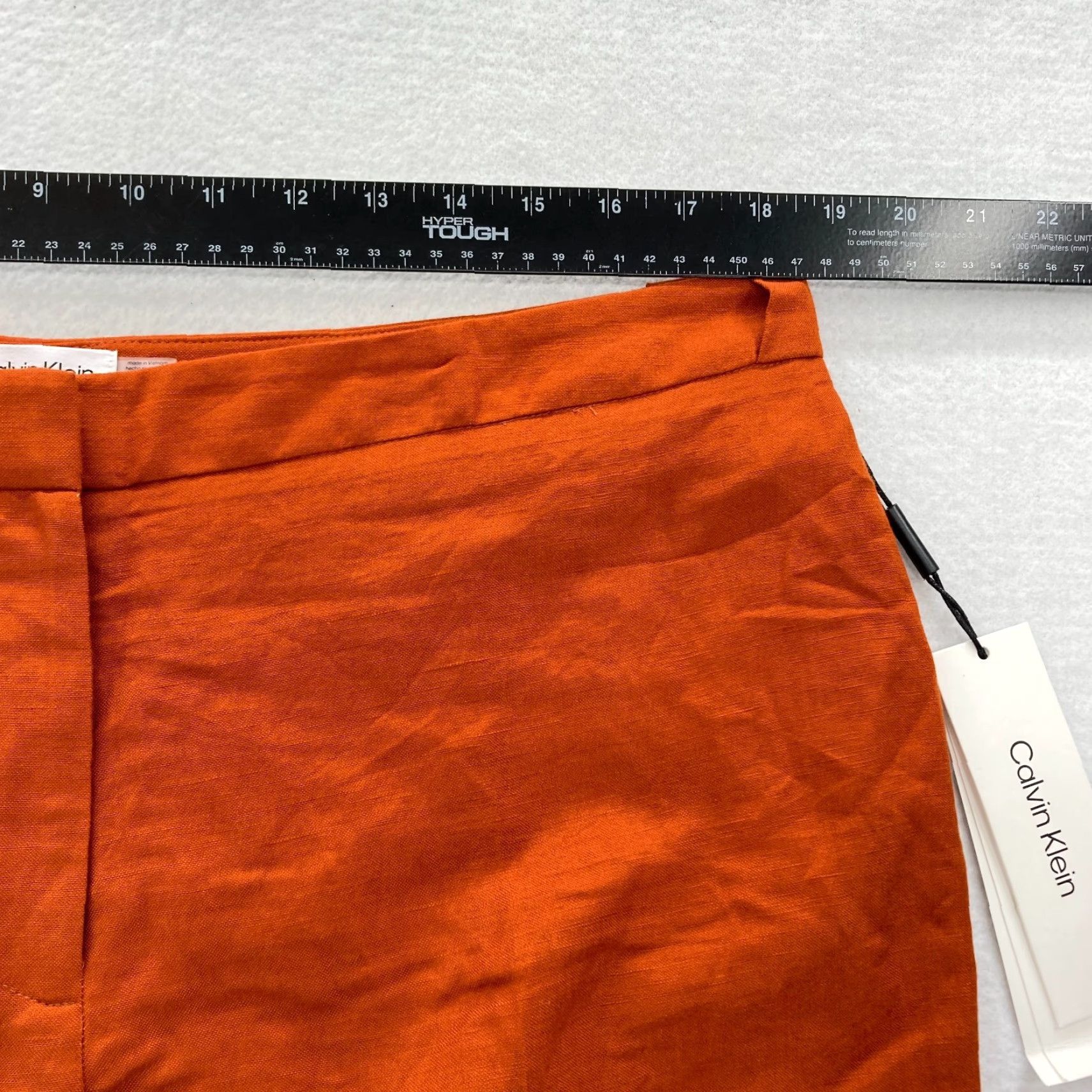 Calvin Klein Calvin Klein Highline Dress Pant Women's 14 Orange Linen Blend Tapered Leg Ankle Dress Pants Size 36" / US 14 / IT 50 - 6 Thumbnail