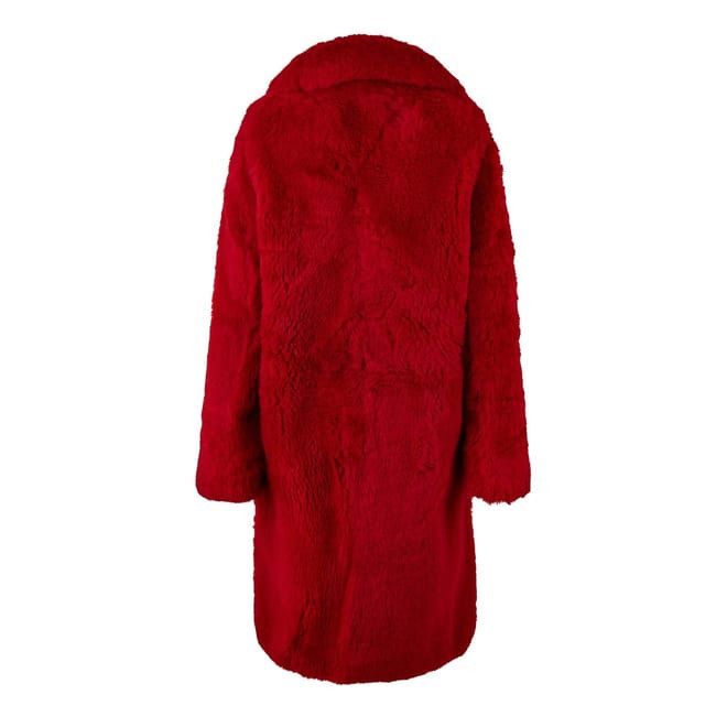 Bottega Veneta Bottega Veneta Shearling Teddy Oversize Coat in Red Size S / US 4 / IT 40 - 2 Thumbnail