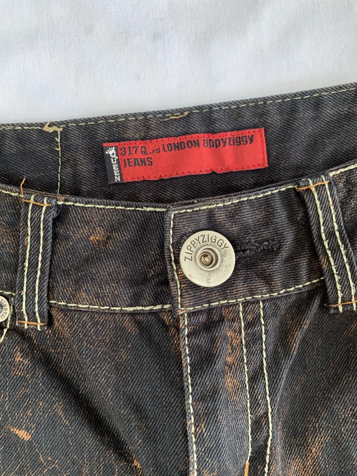 Japanese Brand Flare jeans cracked wash design zippy ziggy japan Size US 29 - 12 Thumbnail