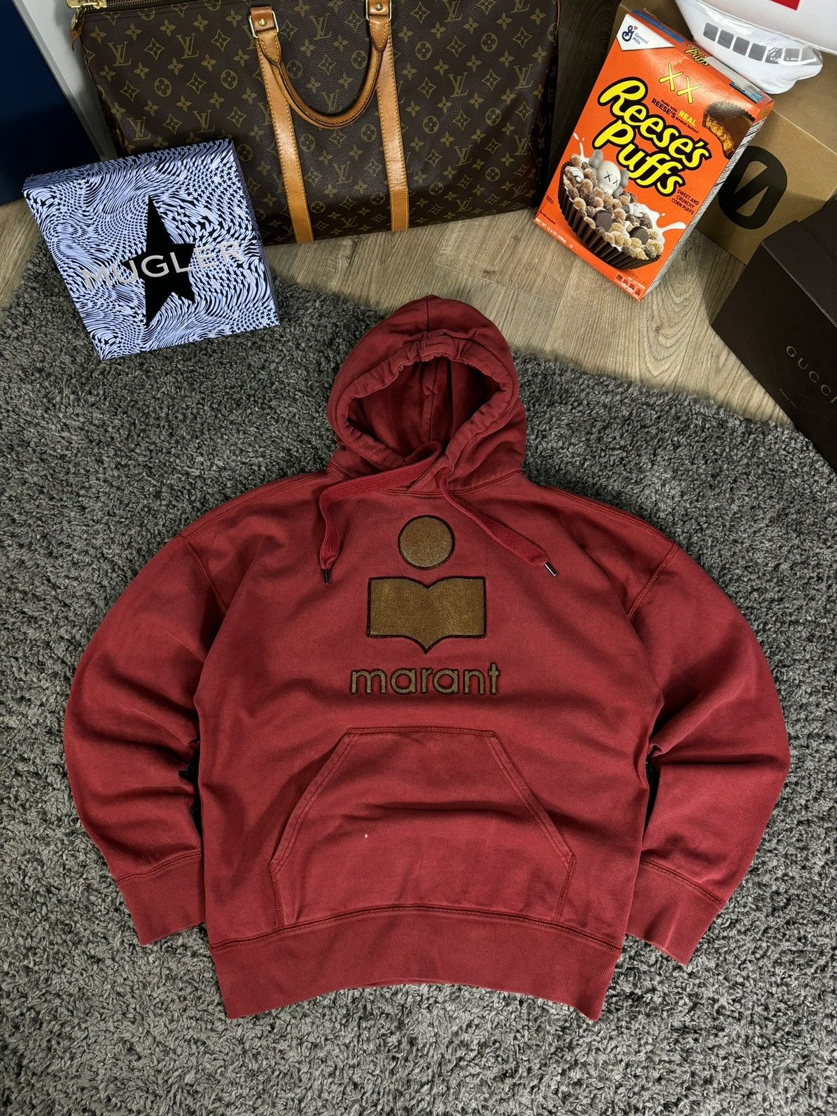 Isabel Marant × Japanese Brand Y2k Isabel marant etoile big logo Hoodie Burgandy 00s Size US L / EU 52-54 / 3 - 1 Thumbnail