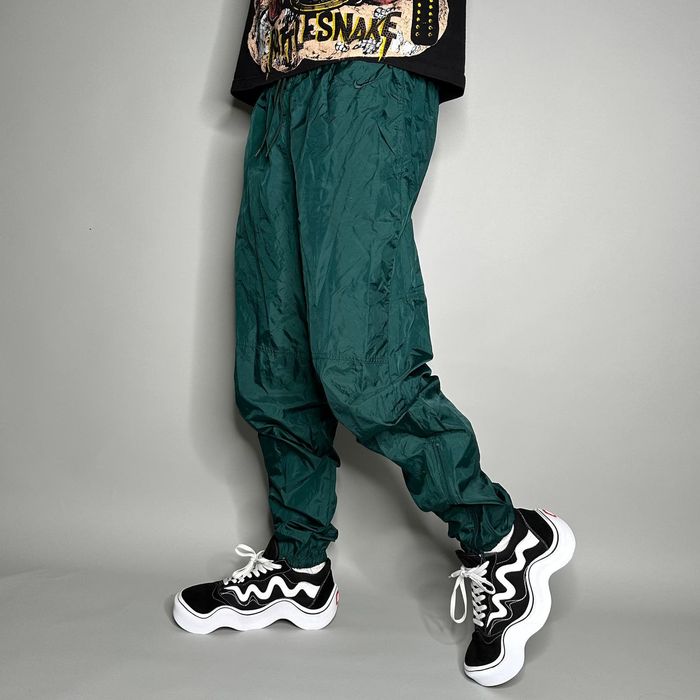 Nike Vintage Nike Track Pants Forest Green Nylon Joggers 90s Grailed