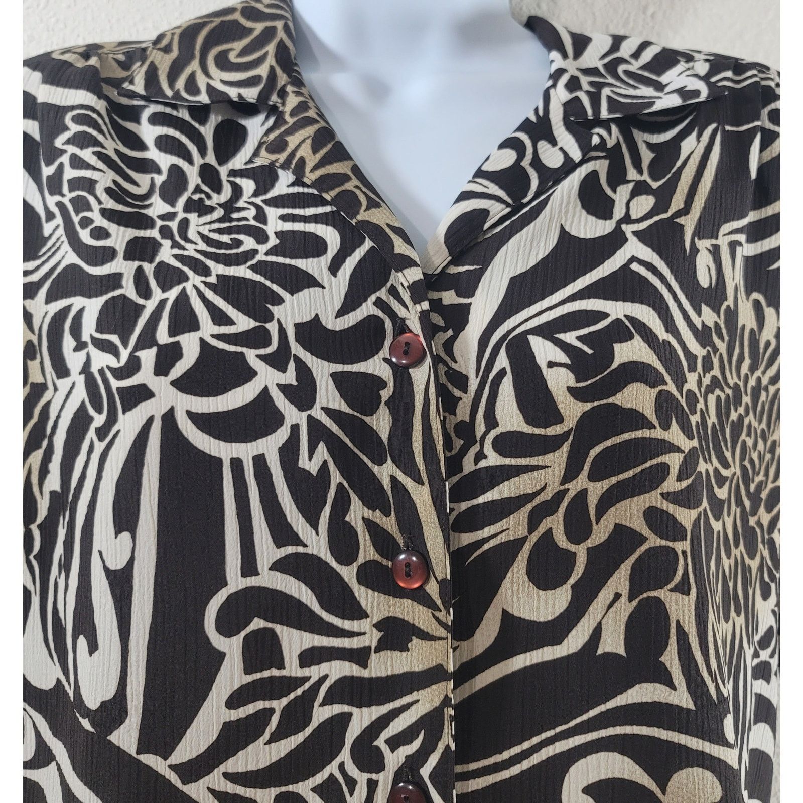 Other DonnKenny Brown White Ombre Floral Print Button Up Top XL Size XL / US 12-14 / IT 48-50 - 5 Thumbnail