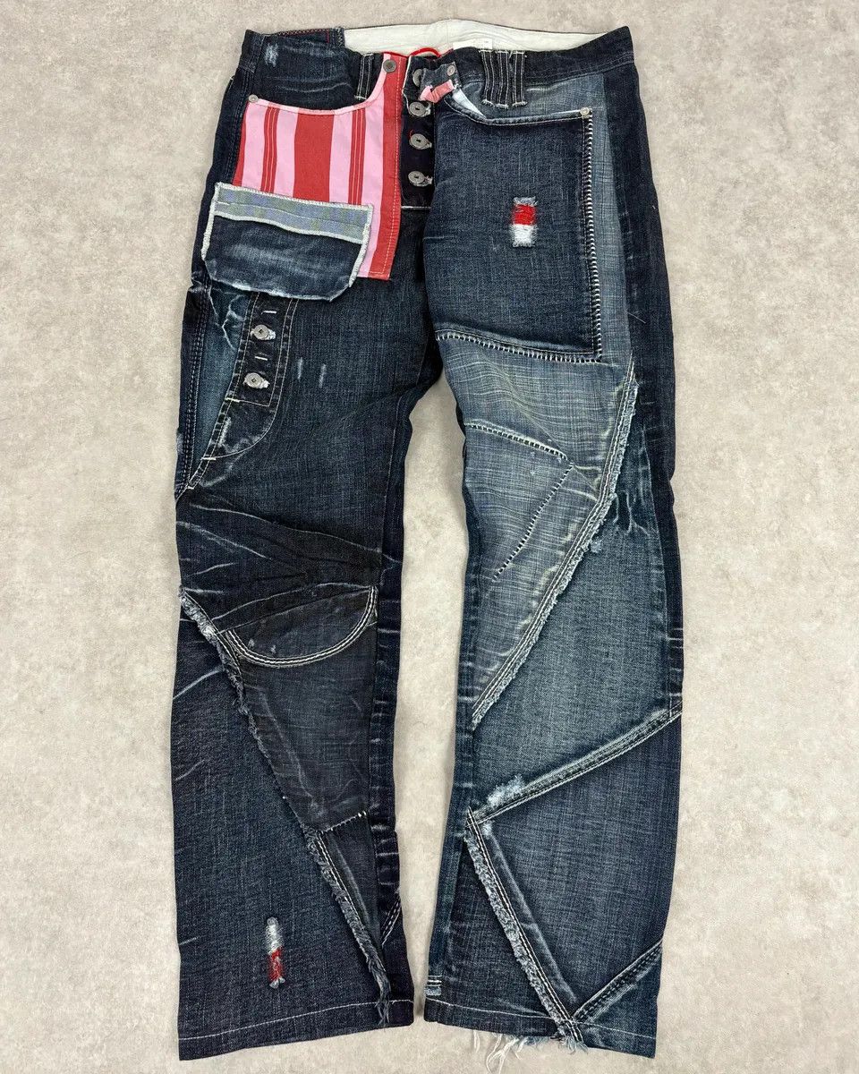 Marithe + Francois Girbaud 2000s Marithé + François Girbaud Blue Deconstructed Denim Jeans Size US 30 / EU 46 - 1 Thumbnail