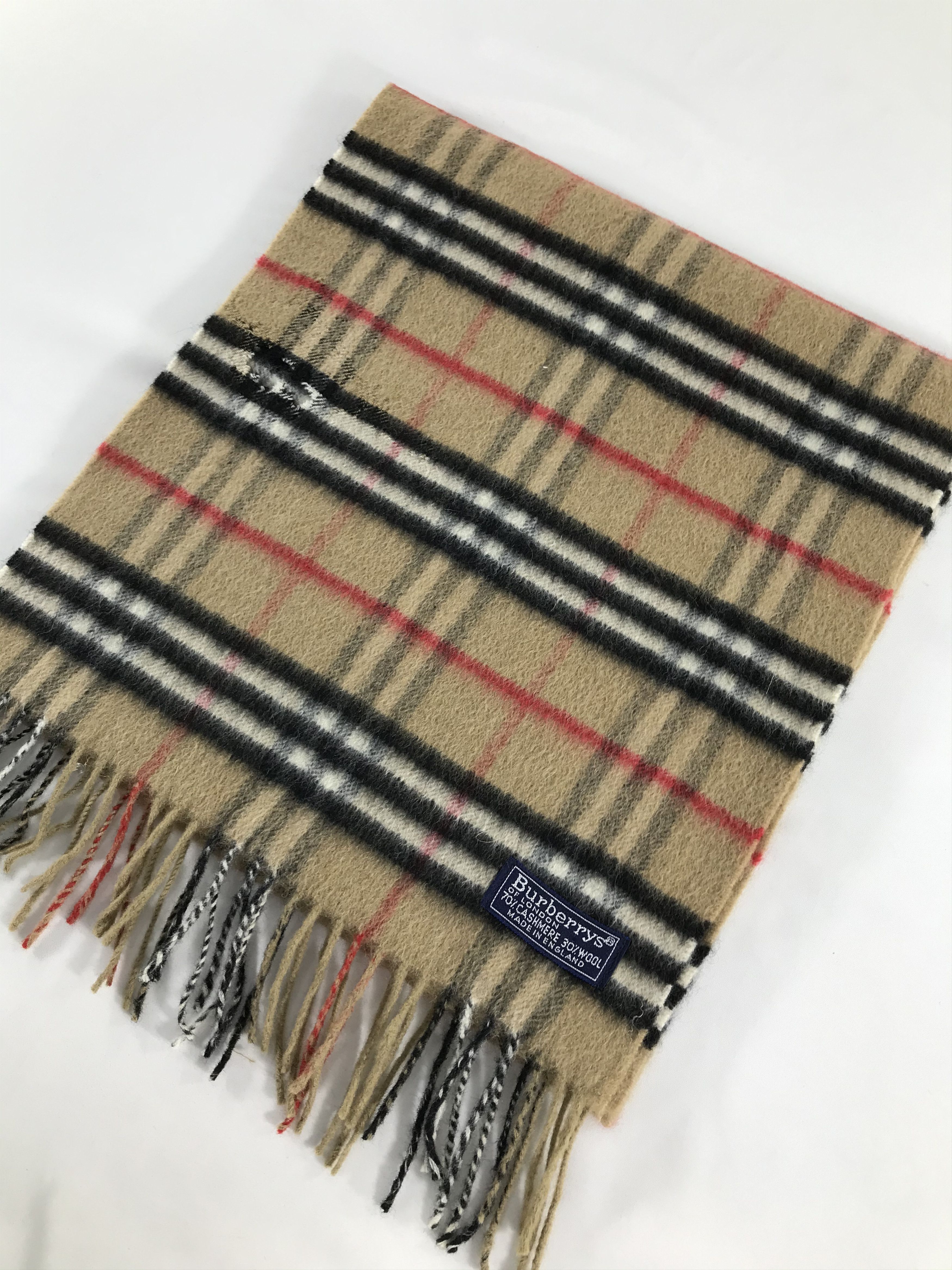 Burberry Burberrys Nova Check Tan Cashmere Wool Scarf Muffler V425 Size ONE SIZE - 3 Thumbnail