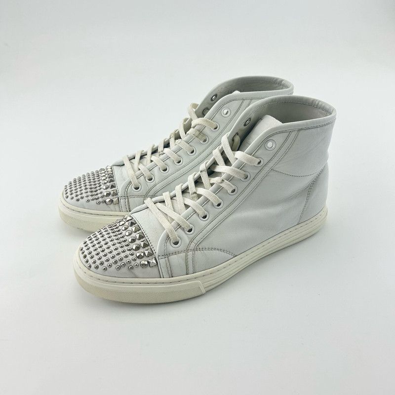 Gucci Gucci White Round Toe Studded High-Top Sneakers Size US 8.5 / EU 41-42 - 1 Thumbnail