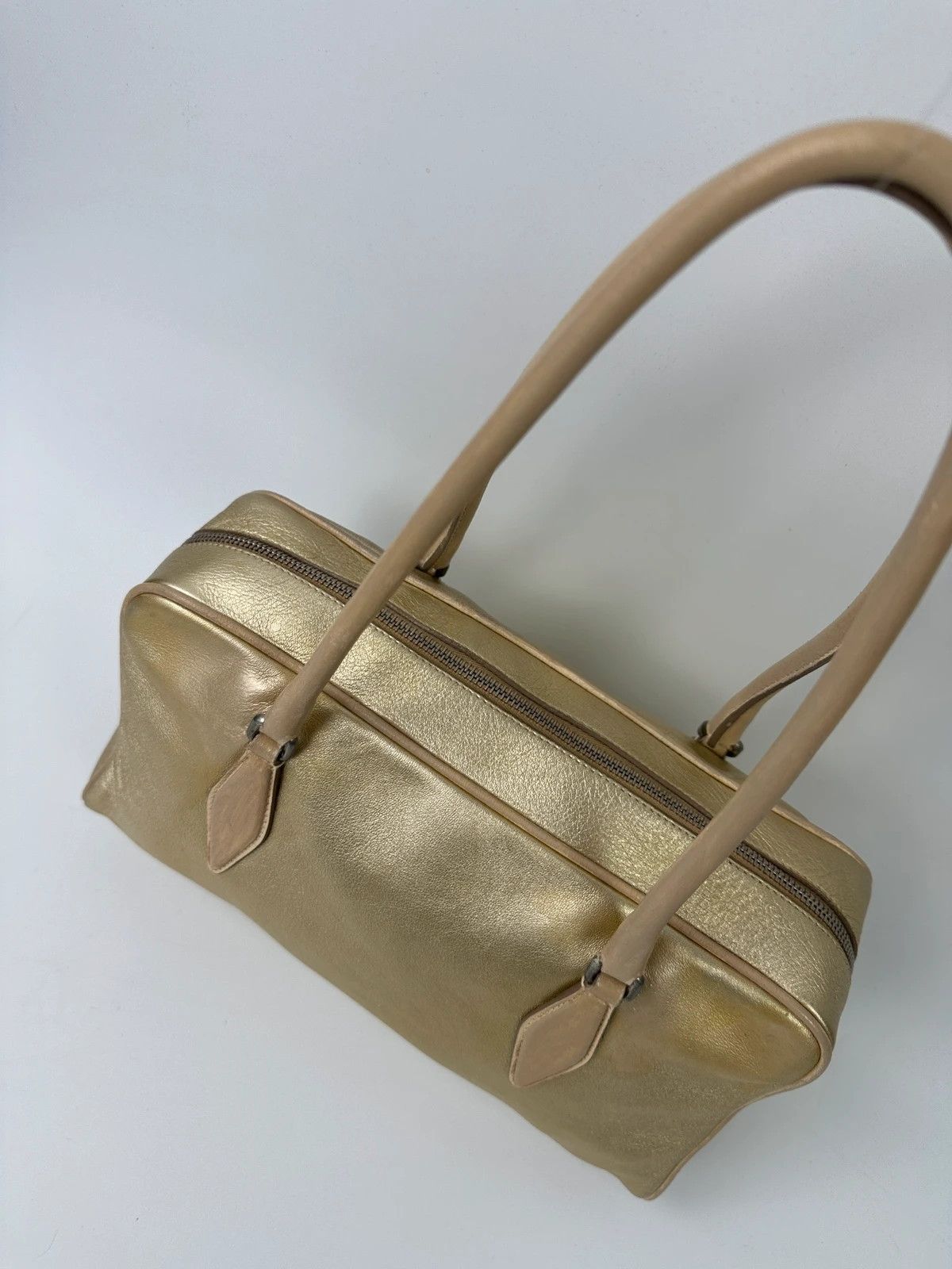 Miu Miu Miu Miu 90’s Gold Leather Shiny Boston Handbag ShoulderBag Size ONE SIZE - 11 Thumbnail